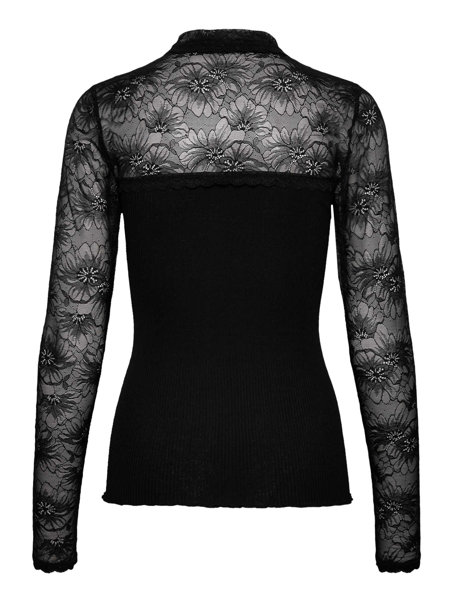 rosemunde Langarmshirt Beatha lace shirt Langarm, mit Polokragen und Knöpfen, mit Spitze, Seidenmix