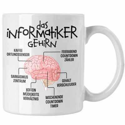 Trendation Tasse Trendation - Informatiker Gehirn Tasse Geschenk Lustiger Spruch Softwareentwickler Nerd Geschenkidee Programmierer Coder IT Techniker