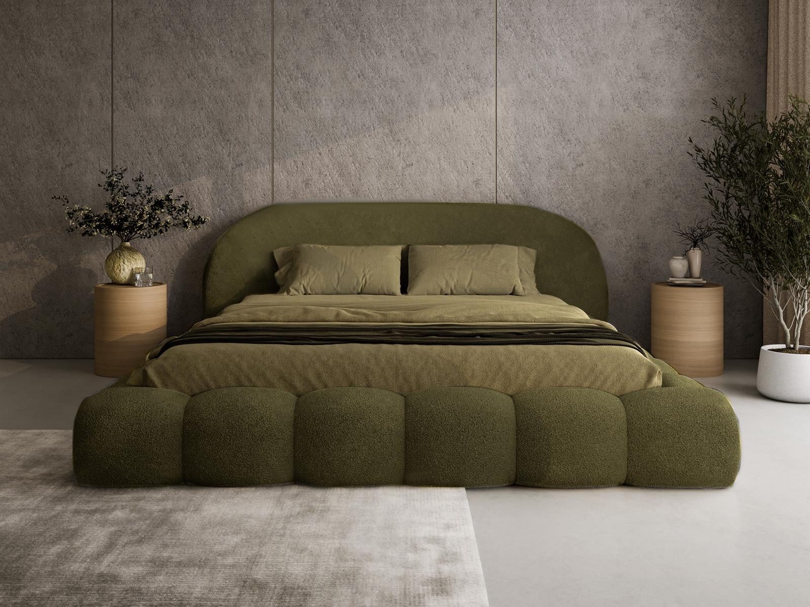 Compleo Polsterbett OMBIS, Wolkenbett mit Bettkasten und Lattenrost, Designer-Bett, MADE IN EU