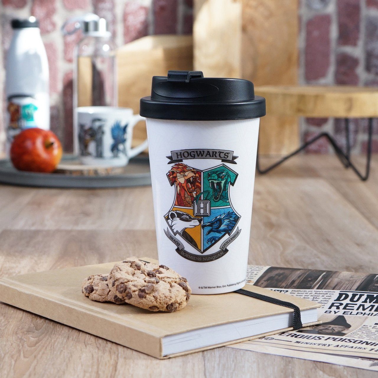 Geda Labels GmbH Coffee-to-go-Becher Harry Potter Stand Together, 1-tlg., PP, Weiß, 400 ml, doppelwandig, auslaufsicher