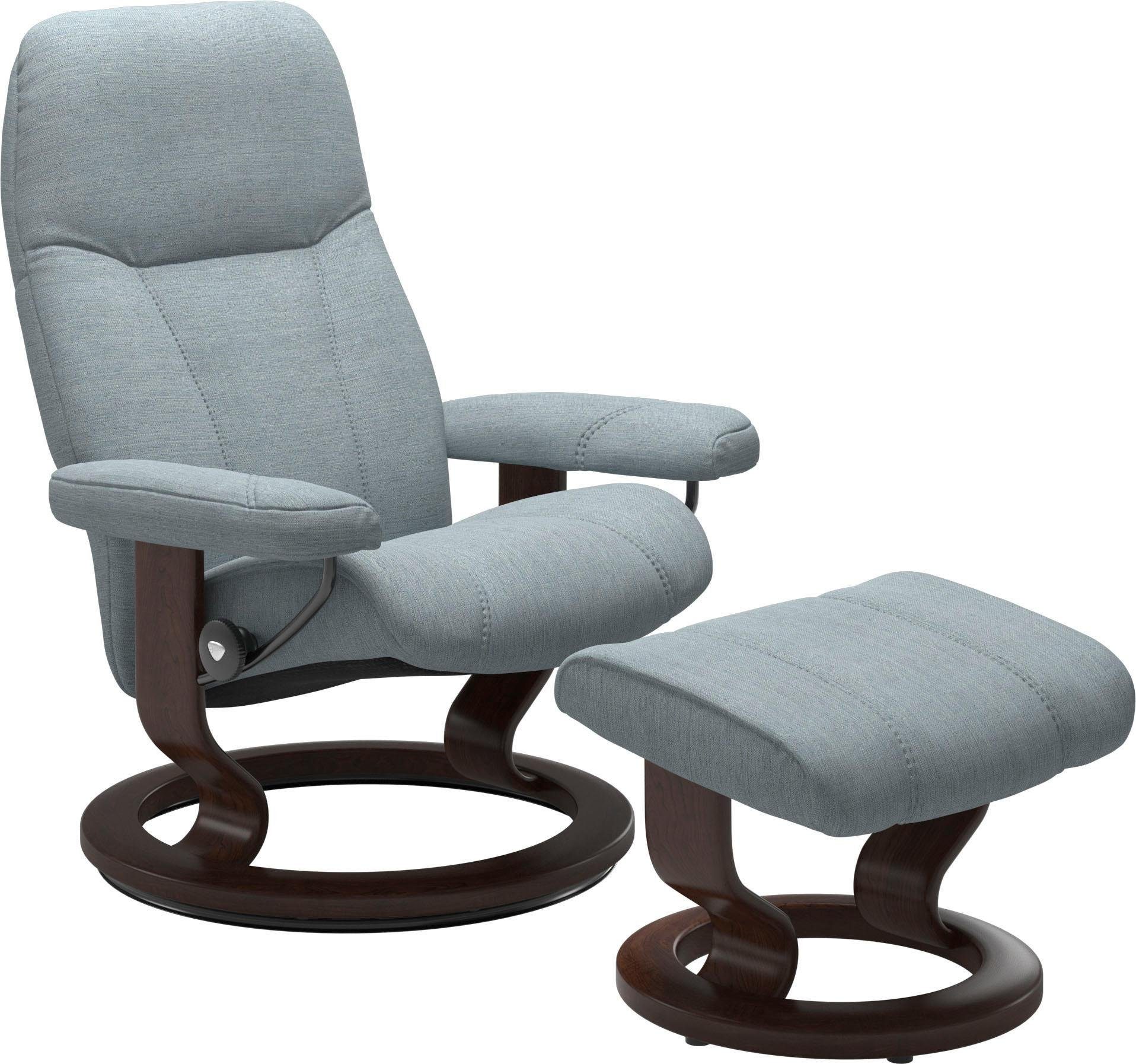 (Set, Relaxsessel Gestell Base, Hocker), L, Classic Größe Consul mit Braun Hocker, Stressless® mit mit Relaxsessel