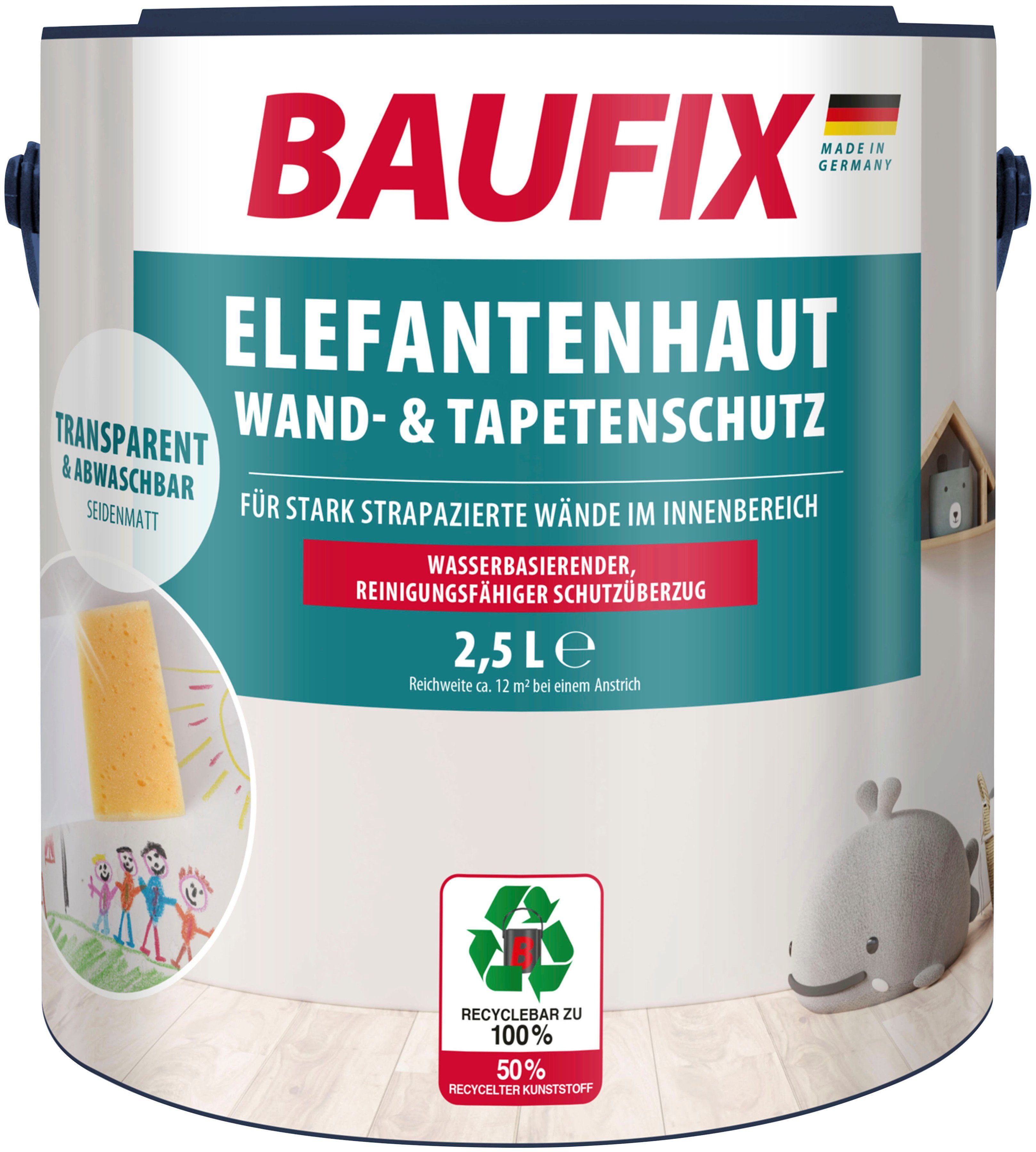 Baufix Wandfarbe Elefantenhaut Wand- & Tapetenschutz, abwaschbar, wasserbasierend, 2,5L, transparent seidenmatt