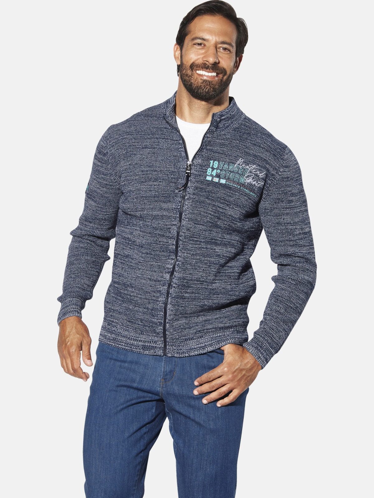 Jan Vanderstorm Cardigan AKSELLUND mit großem Brust-Print günstig online kaufen