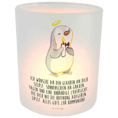 Mr. & Mrs. Panda Windlicht Pinguin Kommunion - Transparent - Geschenk, Konfirmation, Kommunion D (1 St), Stimmungsvolle Beleuchtung