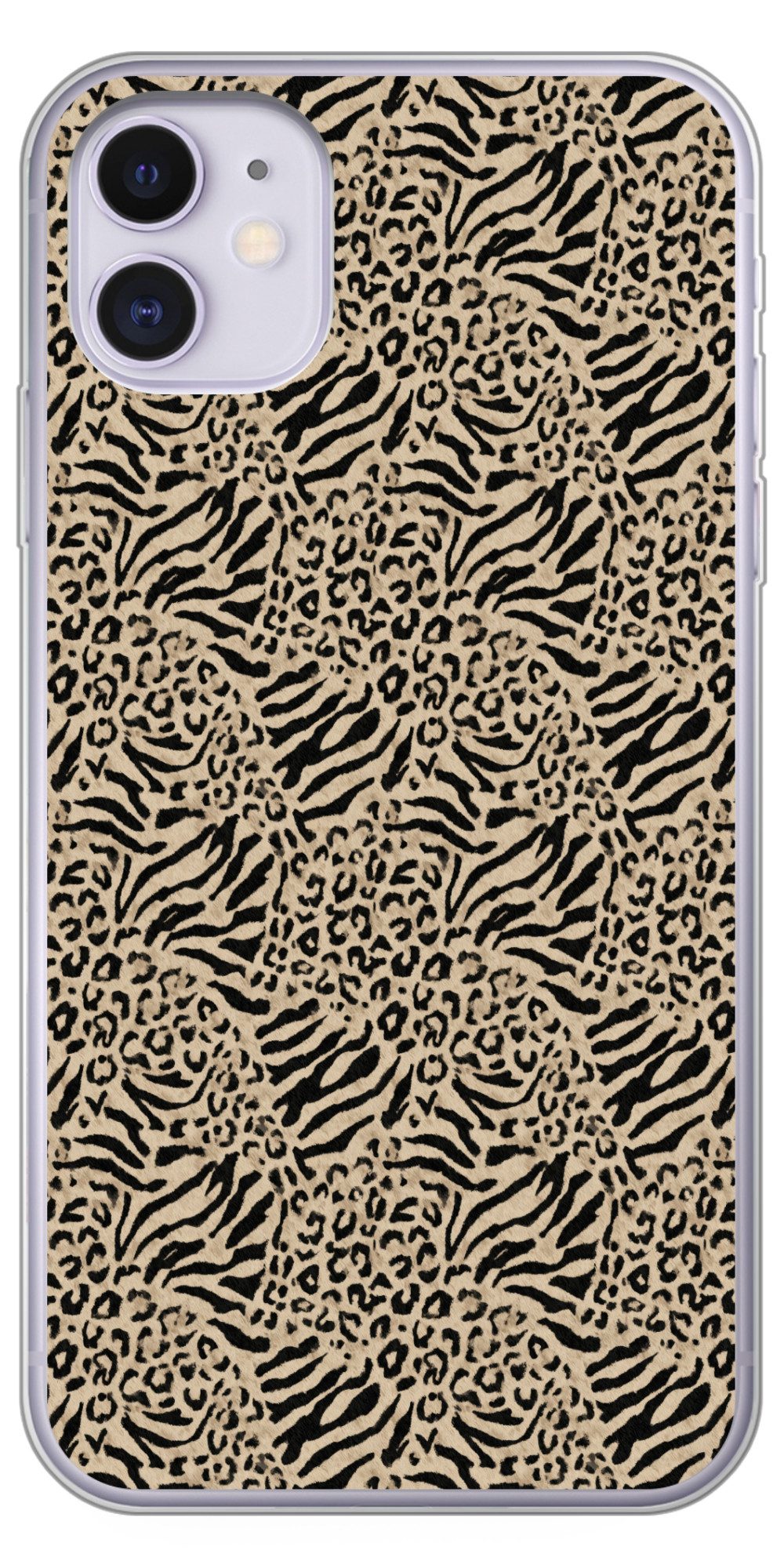MuchoWow Handyhülle für Apple iPhone 11 Giraffe - Zebra - Motiv - Braun, Smartphone-Bumper, Print, Handy Schutzhülle Dünn