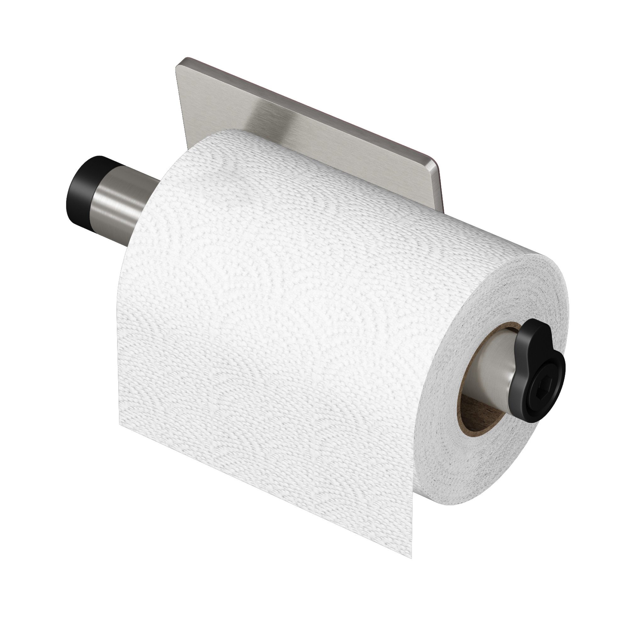 doporro Toilettenpapierhalter Klopapierhalter moderner Klorollenhalter aus Edelstahl Lino-02, seitlichen Haken, bohrfreie Montage