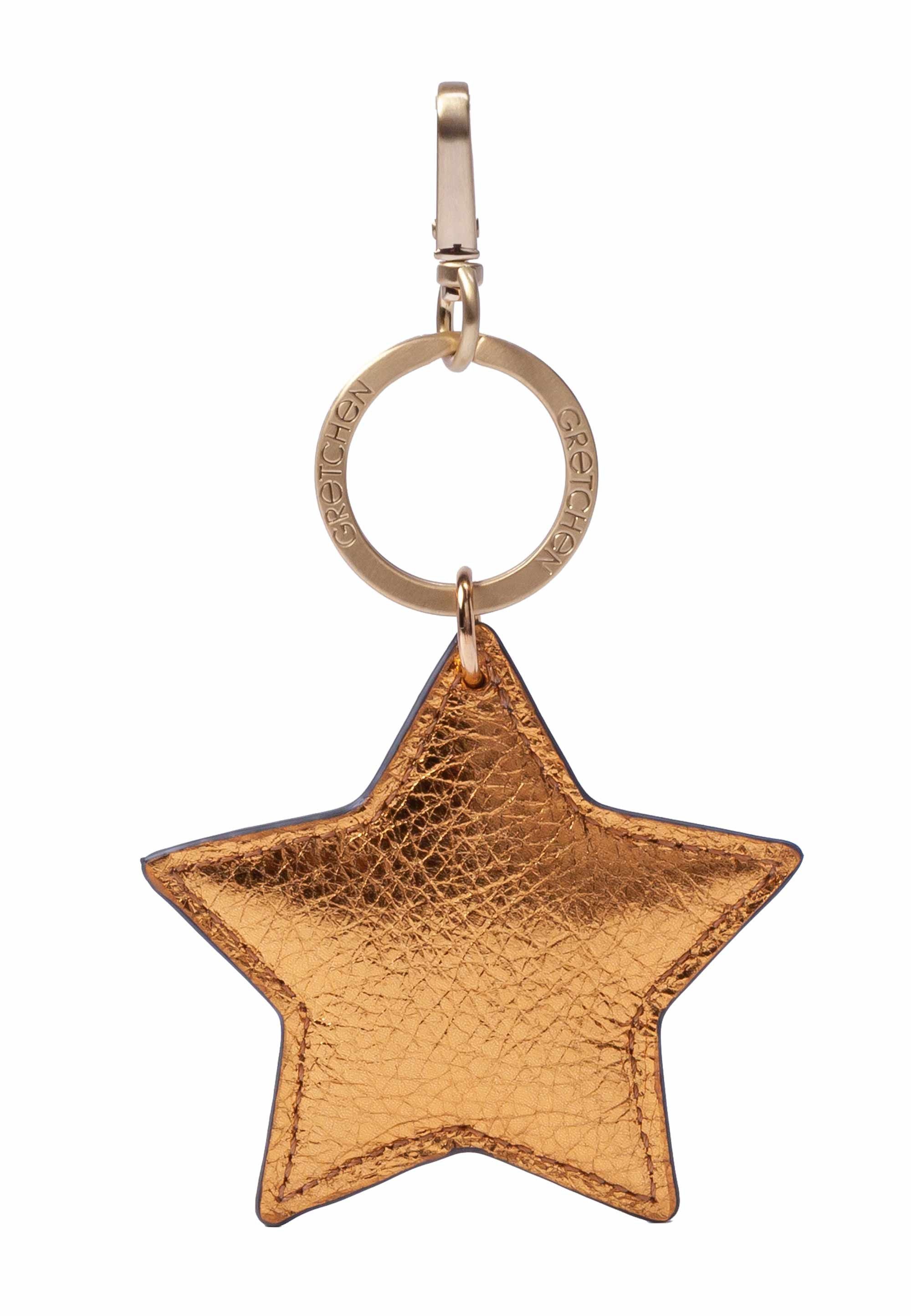 GRETCHEN Schlüsselanhänger Star Keyring, aus italienischem Kalbsleder goldfarben | Schlüsselanhänger