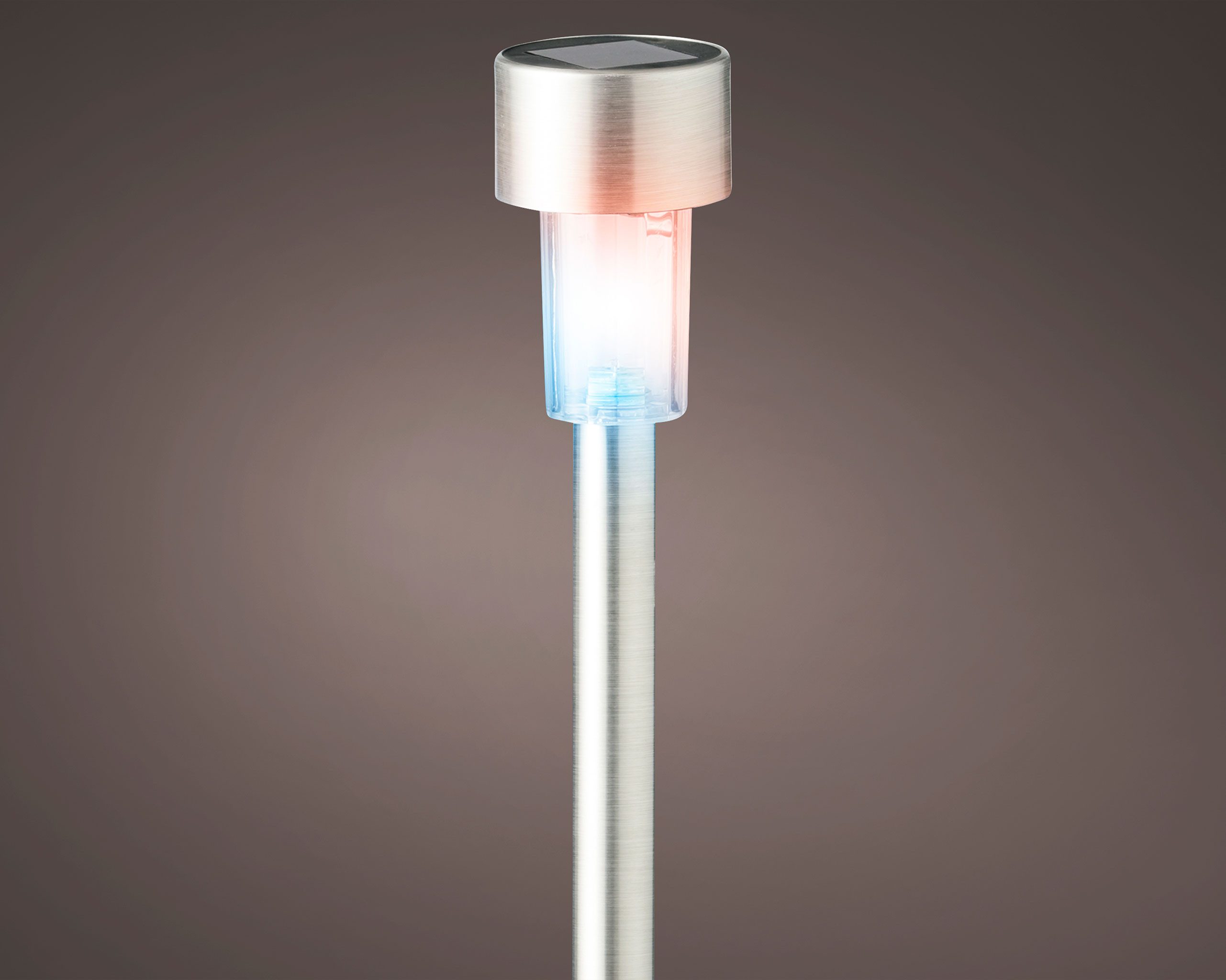 Lumineo LED Solarleuchte, Farbwechsel, warmweiß, LED Solar Außenleuchte 24cm Edelstahl mit Farbwechsel