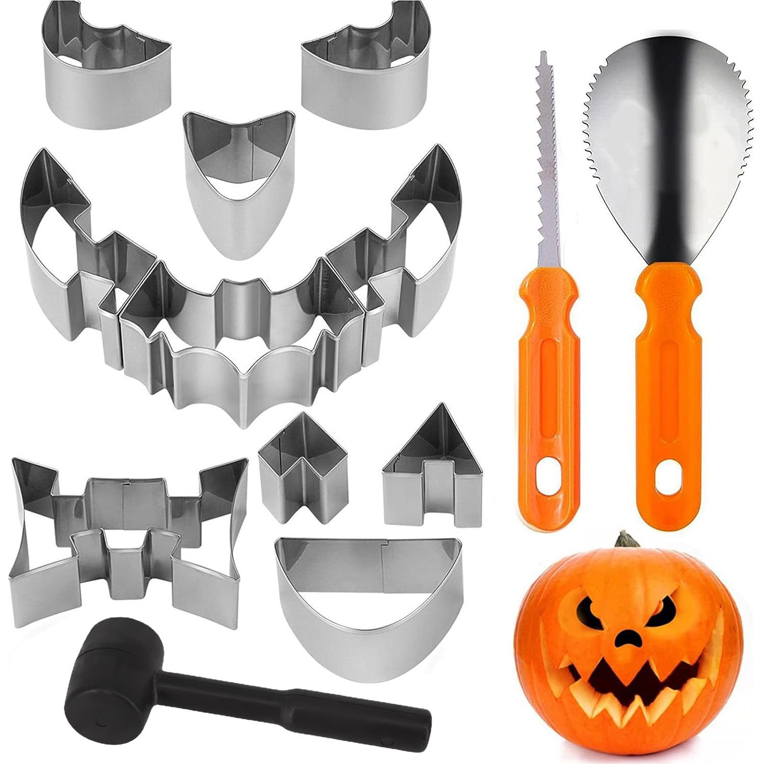 Coonoor Dekoobjekt 13-teiliges Kürbis-Schnitzset, DIY Kürbisdeko für Halloween (