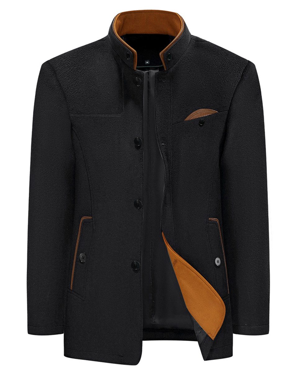 Allthemen Wollmantel mit Stehkragen Wintermantel Herren warmer Kurzmantel günstig online kaufen