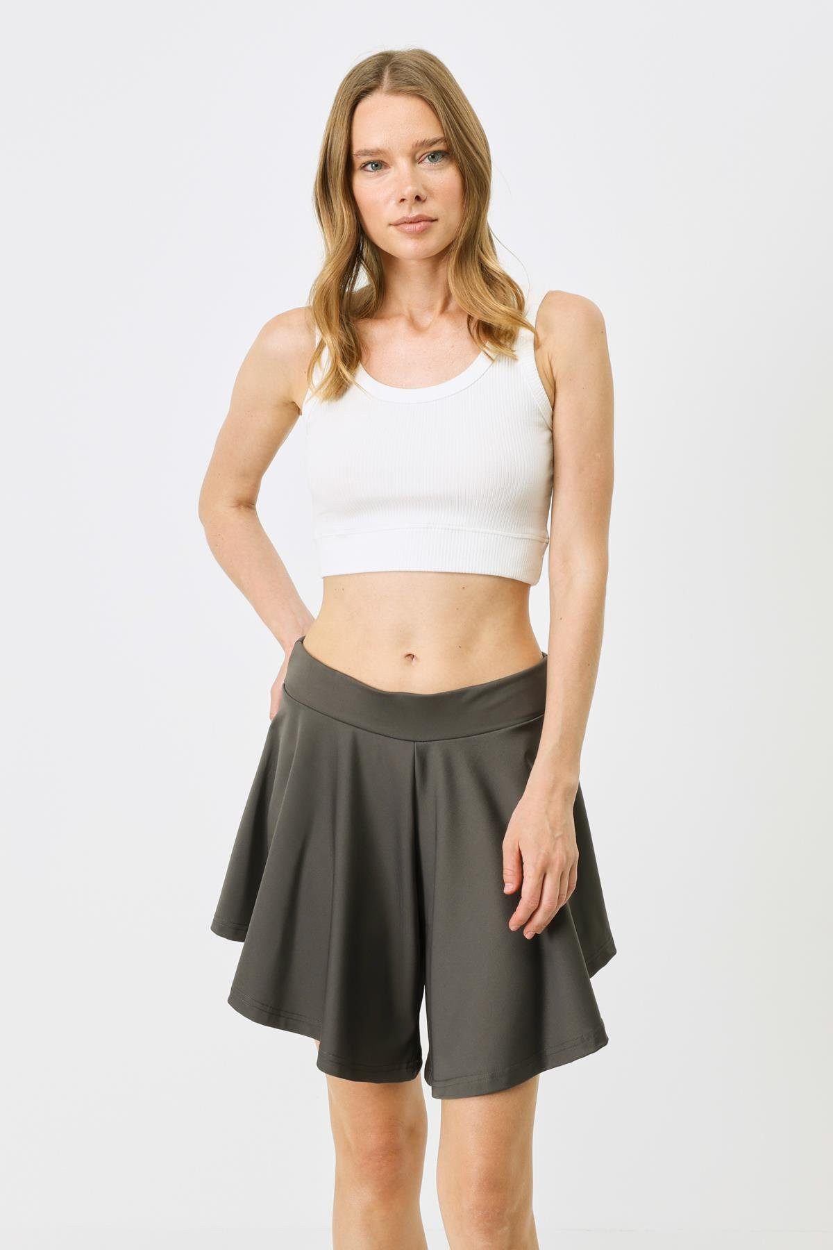 C&CITY Kurzarmbody Damen Geripptes Crop Stretch Strick Tank Top