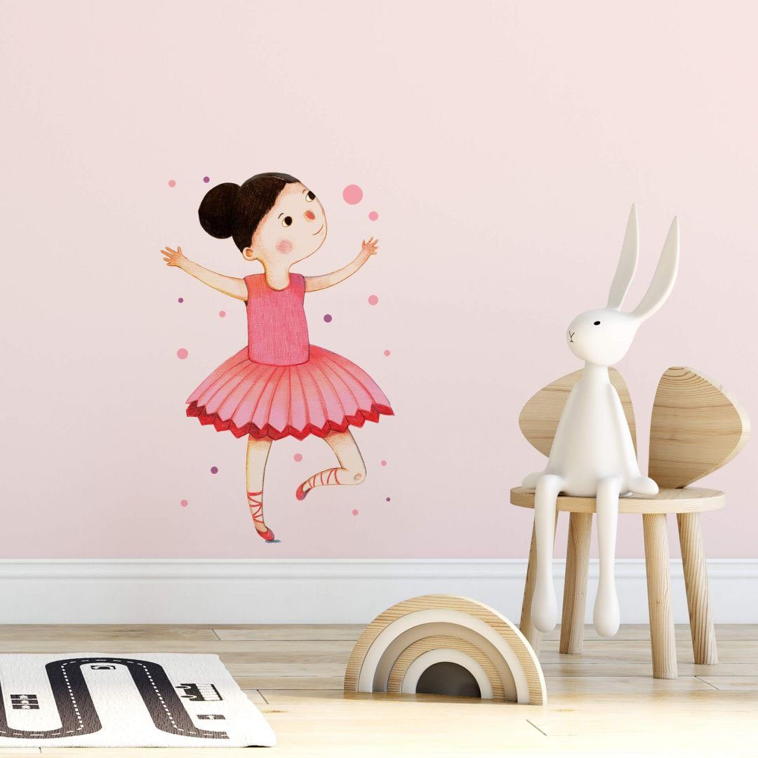 Wall-Art St) Wandtattoo (1 Tanzende Rosa Ballerina Rot
