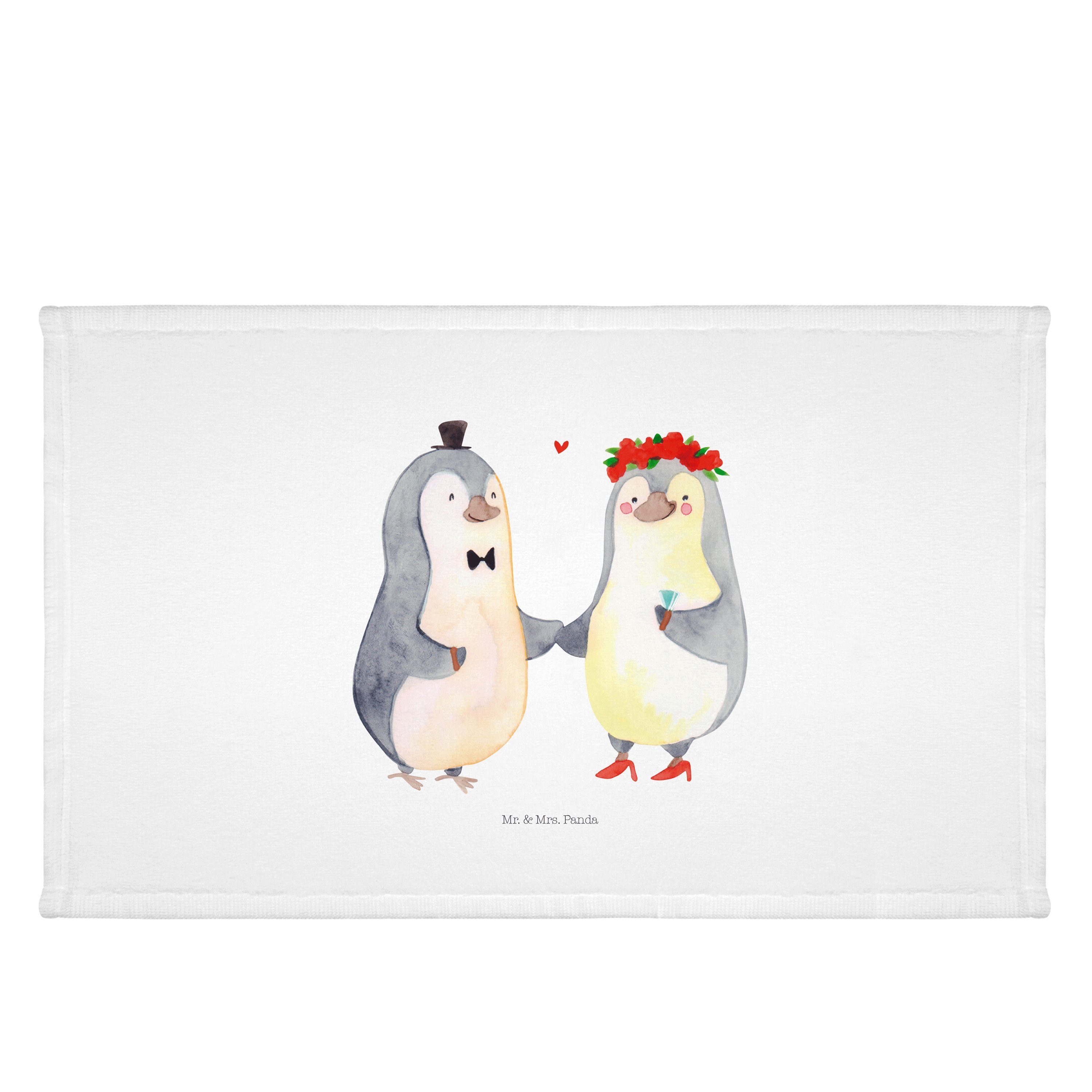 Mr. & Mrs. Panda Handtuch Pinguin Heirat - Weiß - Geschenk, Kinder, Paar, Mann, Badezimmer, Hoc, (1-St)