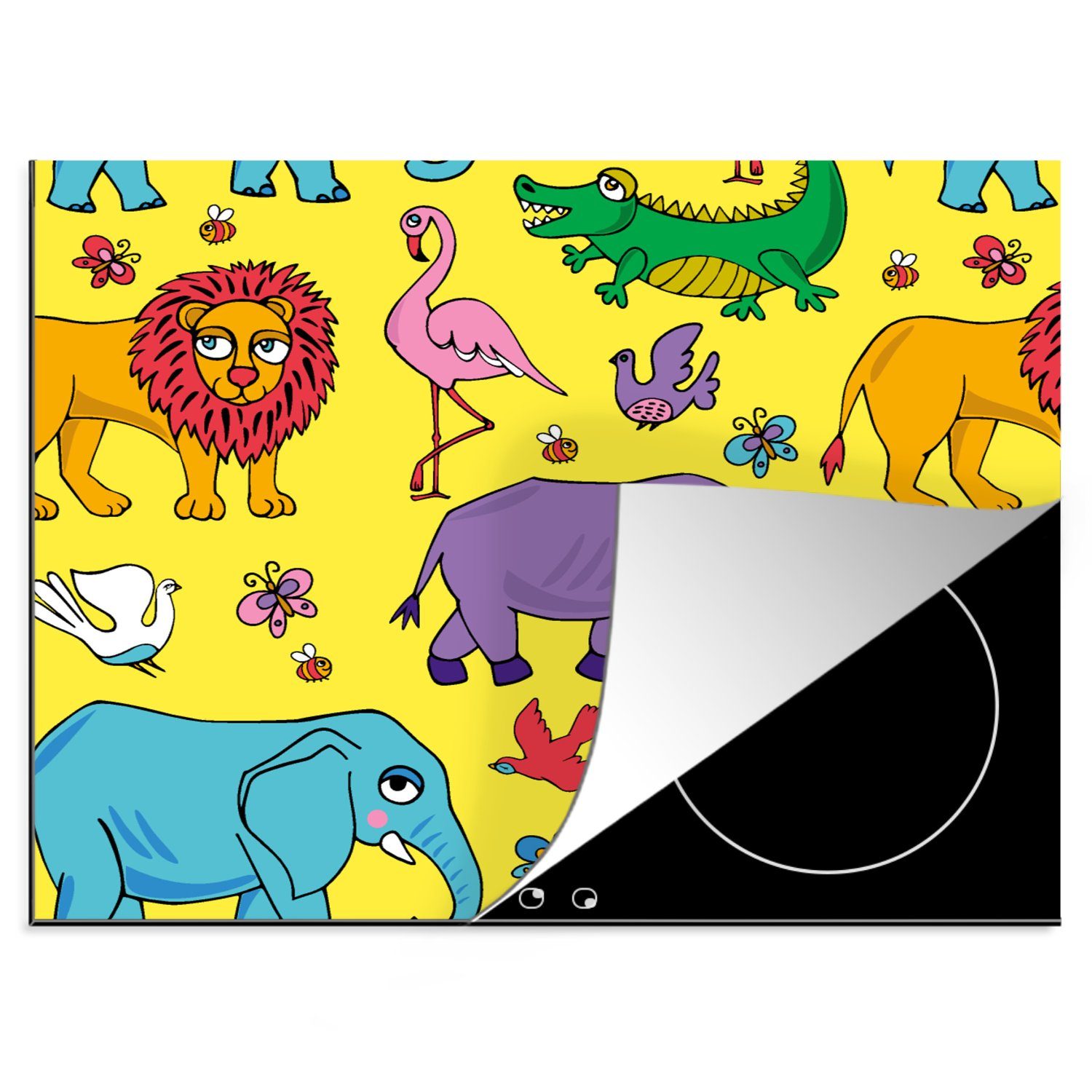 MuchoWow Ceranfeldabdeckung Muster, cm, Flamingo 60x52 - Herdblende-/Abdeckplatte Tiere Vinyl, Mobile tlg), (1 nutzbar, Arbeitsfläche -