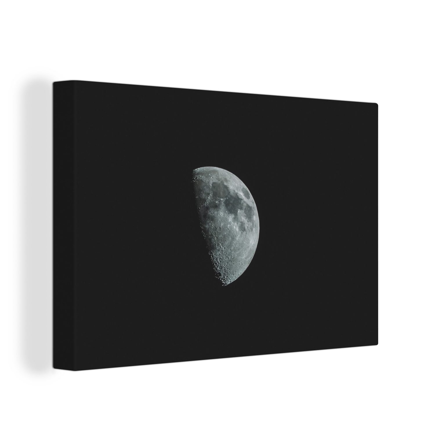 Mond Aufhängefertig, 30x20 OneMillionCanvasses® - Wanddeko, (1 Leinwandbilder, Schwarz, cm St), - Nacht Wandbild Leinwandbild