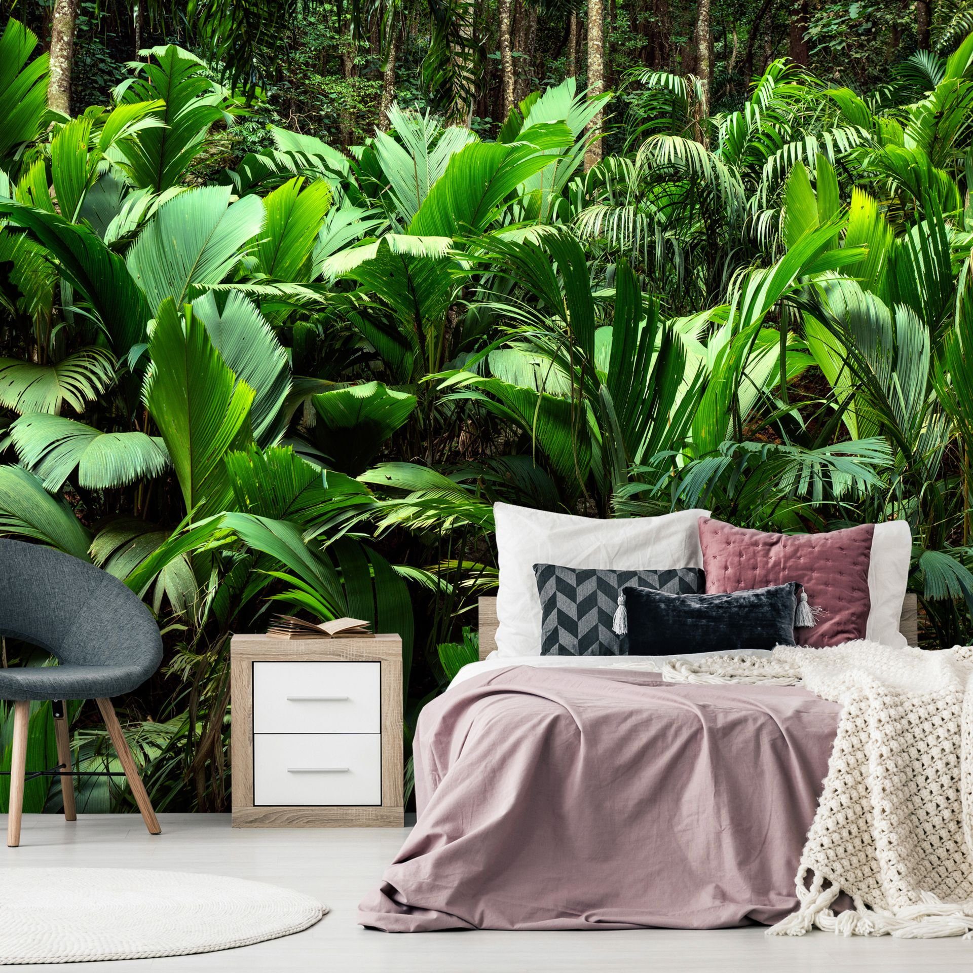 KUNSTLOFT Vliestapete Freshness of the Jungle 1x0.7 m, halb-matt, lichtbeständige Design Tapete | Vliestapeten