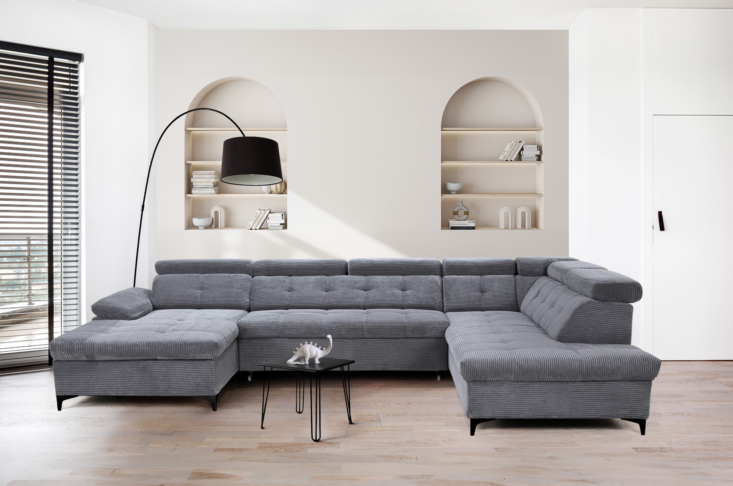 GO. MÖBEL Wohnlandschaft U-Form Satira 2 – Sofa mit Schlaffunktion & verstellbaren Kopfstützen, Große Wohnlandschaft Satira – Eckvariante mit Relaxfunktion