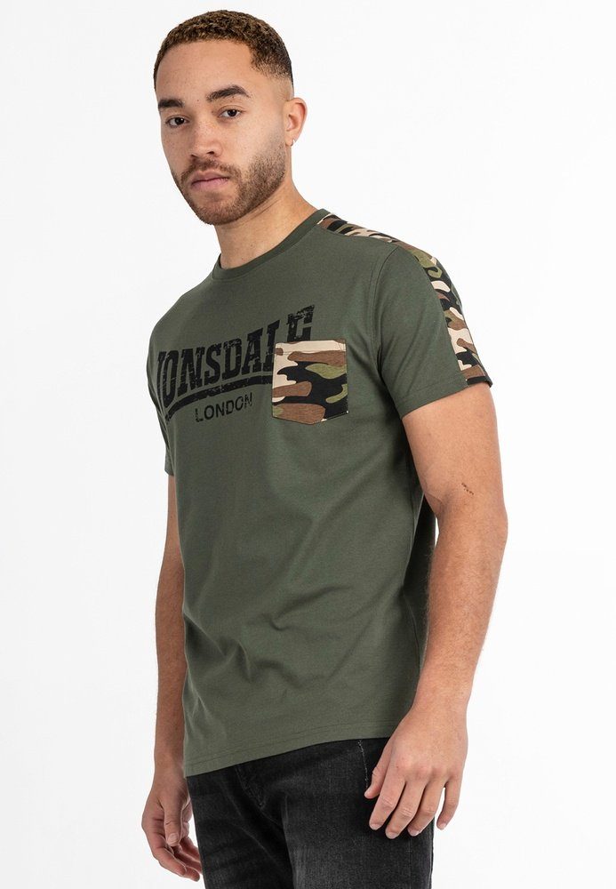 Lonsdale Herren T-Shirt ROSEMARKIE – Baumwolle, Regular Fit, Mit Logo-Druck & Teilungsnähten