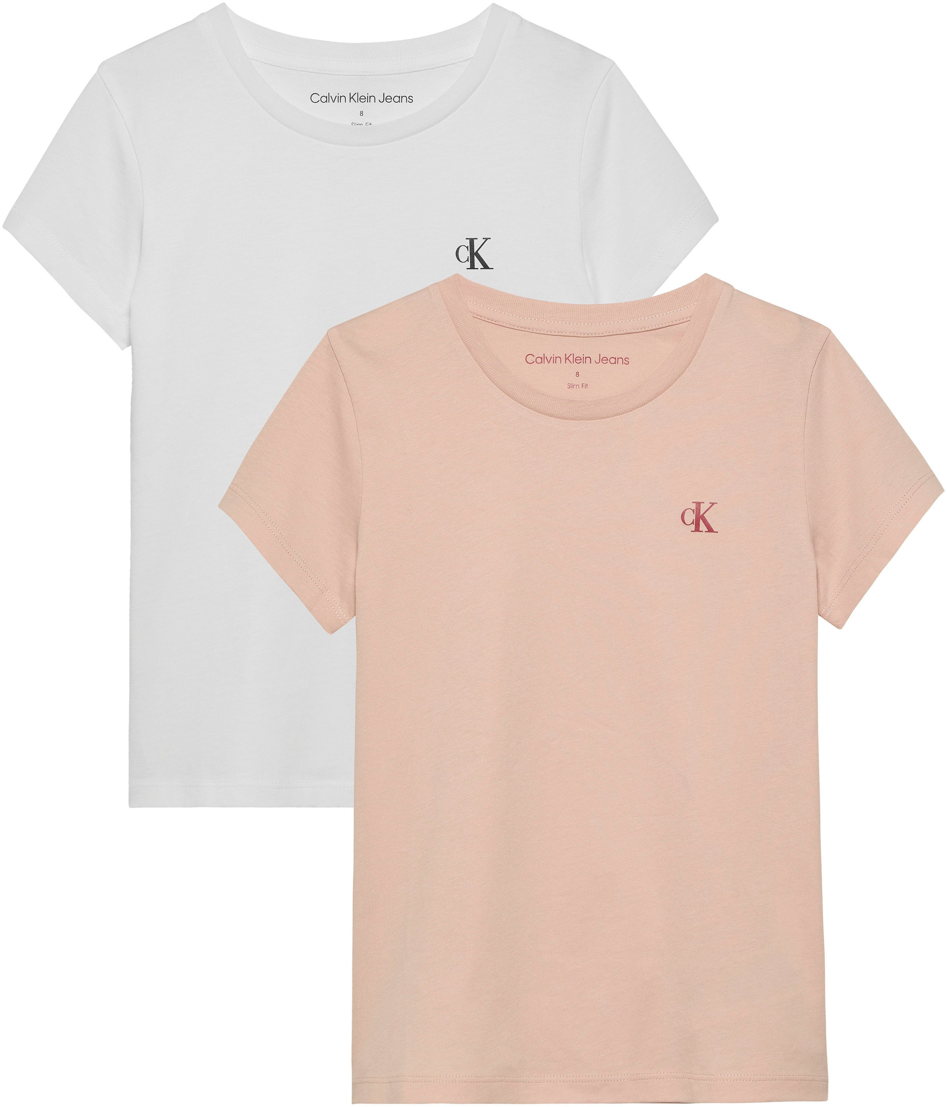 Calvin 2-tlg) SLIM TOP T-Shirt für Kinder (Packung, Jeans 16 bis 2-PACK Jahre MONOGRAM Klein