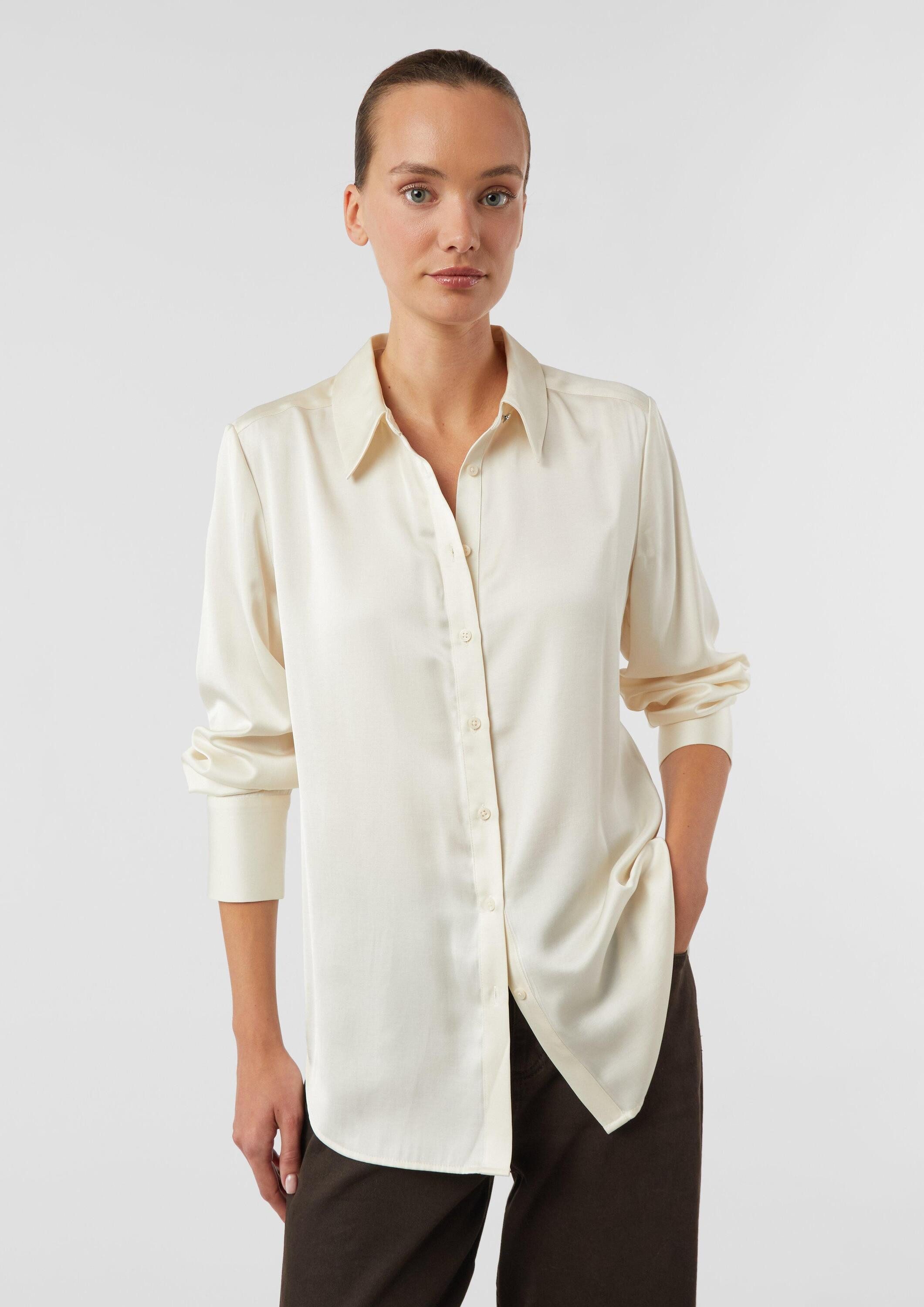 comma Langarmbluse Bluse Hemdbluse aus Satin günstig online kaufen