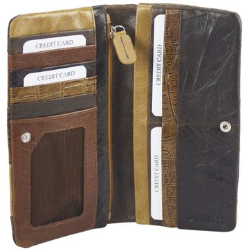 Sunsa Geldbörse Leder Geldbeutel große Brieftasche Portemonnaie, echt Leder, mit RFID-Schutz, Vintage Style, aus recycelten Lederresten