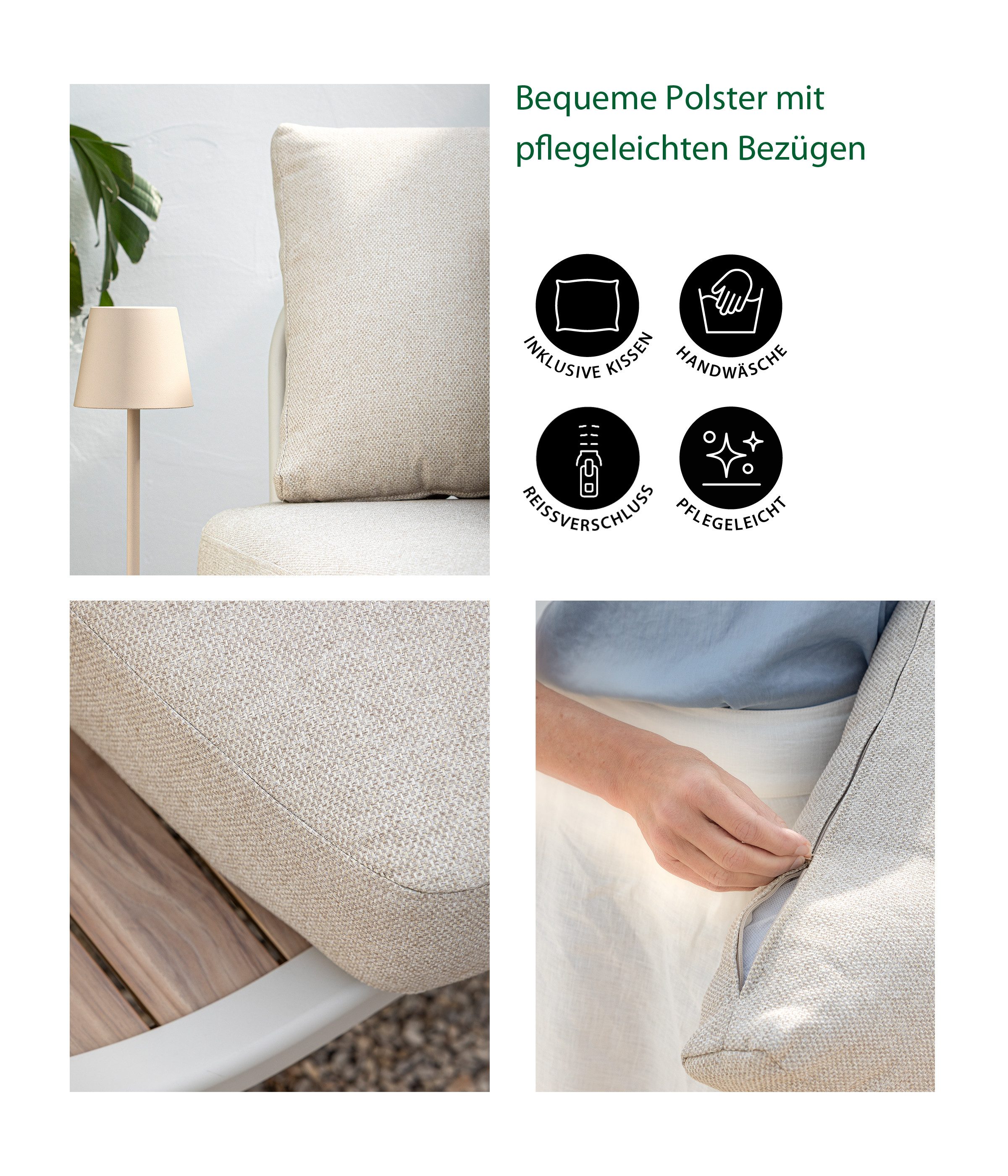 Dehner Gartenlounge-Set Avignon, 5 Sitzplätze, inkl. Tisch, Aluminium / Polyester, beige, moderne Sitzgruppe, Elemente lassen sich auch einzeln nutzen