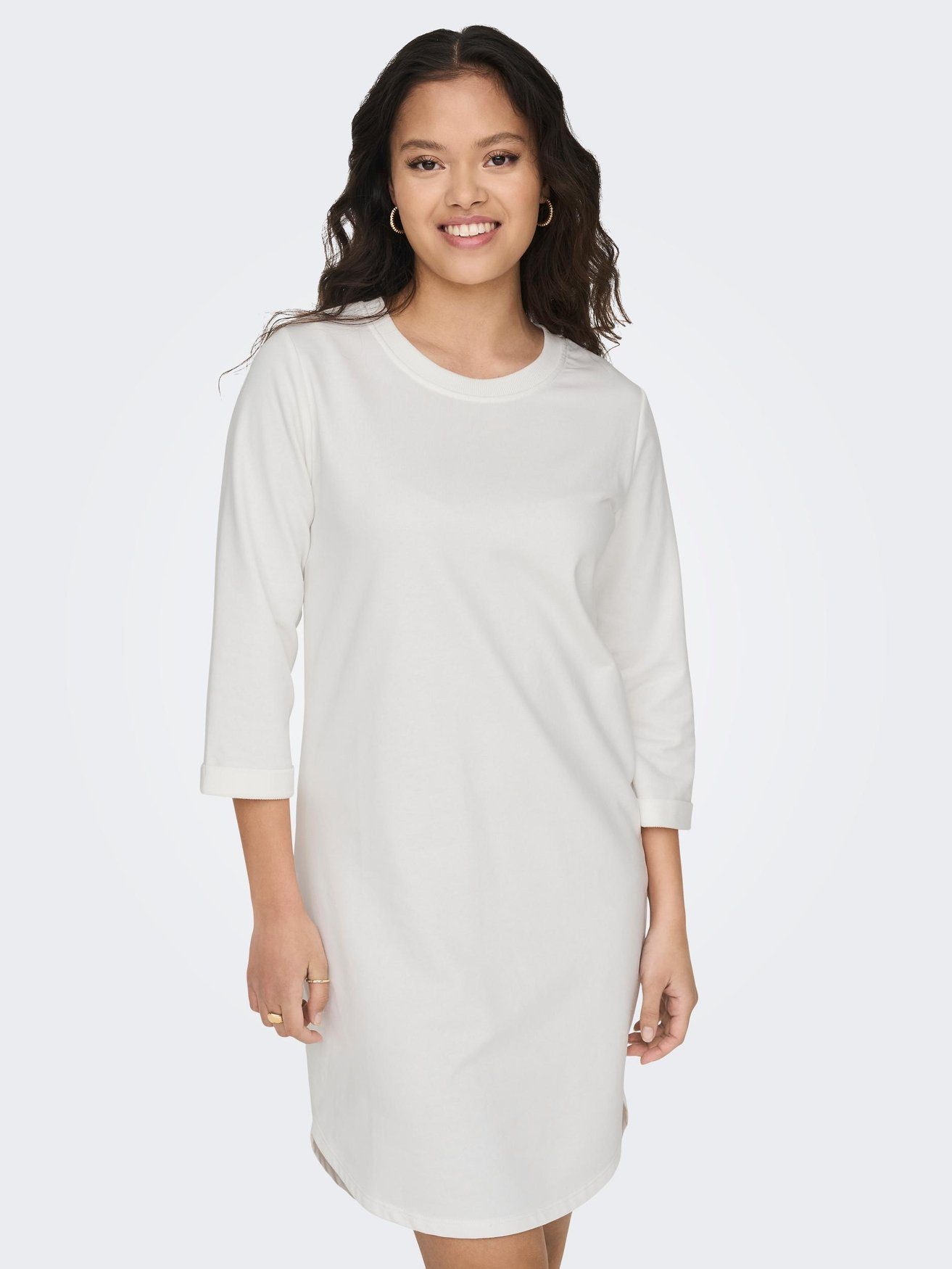 JACQUELINE de YONG Rundhals Sweat JDYIVY 5608 Weiß-3 Shirtkleid 3/4 Kleid (knielang) Arm in