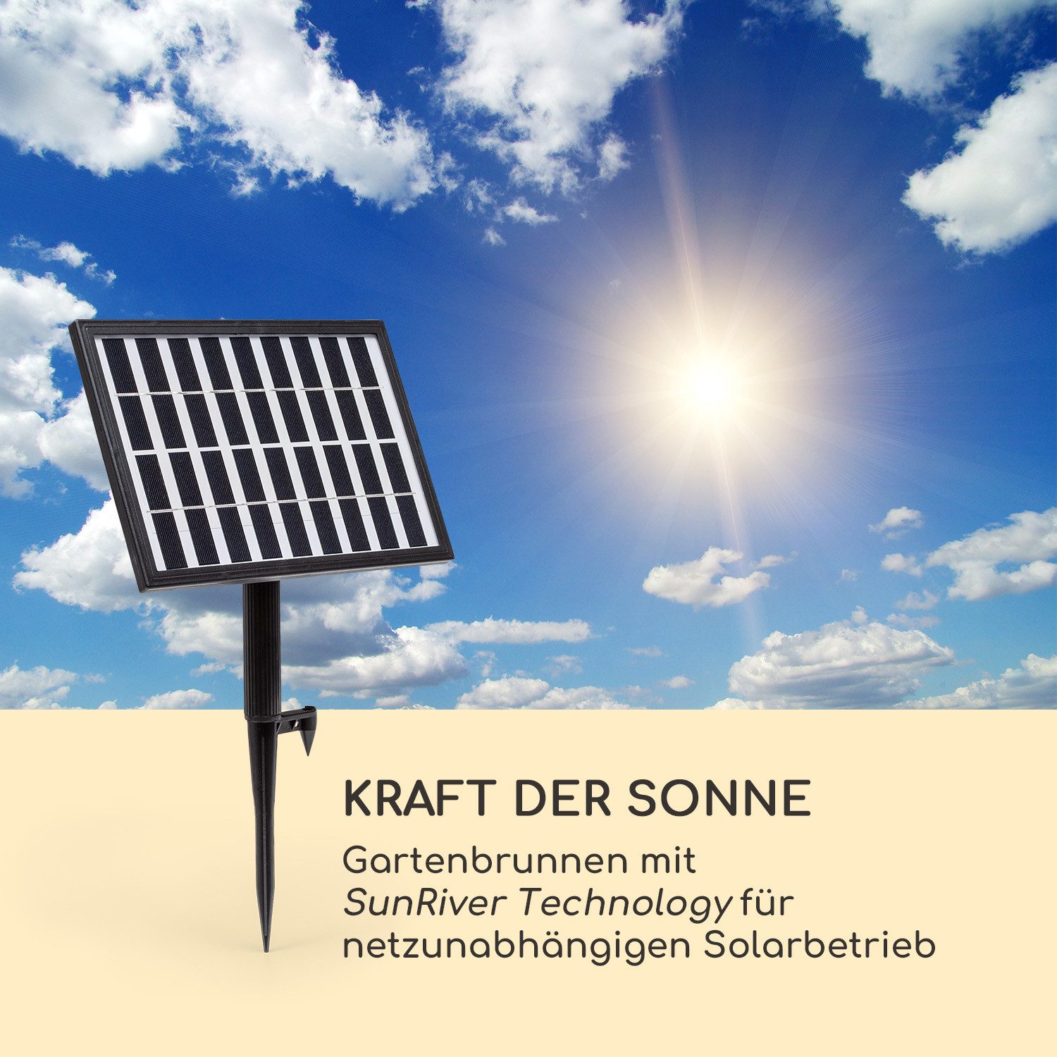 blumfeldt Wasserspiel Fez Solarbrunnen, (Set, Solarpanel,LED-Beleuchtung und Anschlussmaterial), spring zimmer zier brunnen led-beleuchtung terasse solar outdoo – Bild 2 von 5