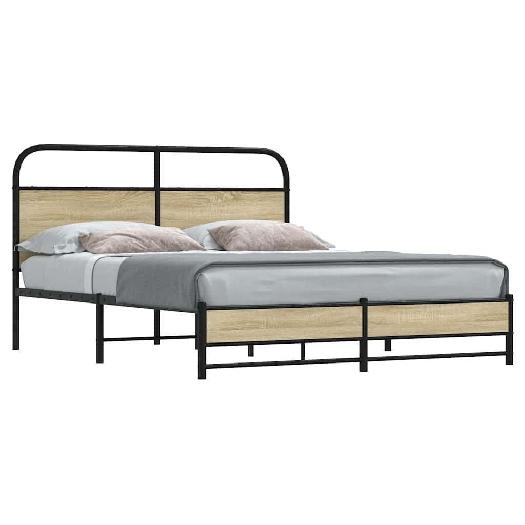 vidaXL Bett Metallbett ohne Matratze Sonoma-Eiche günstig online kaufen