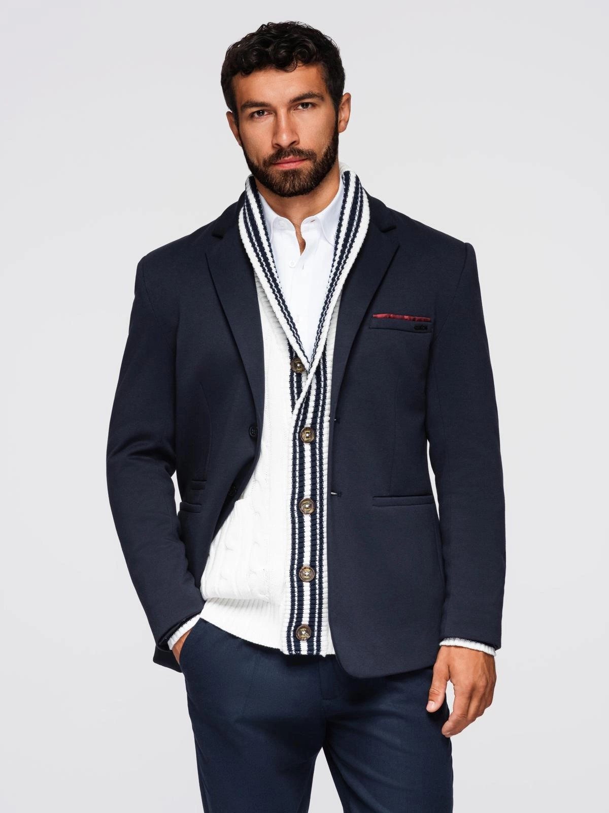 OMBRE Anzugsakko Herren Strickblazer in Slim-Fit-Passform günstig online kaufen