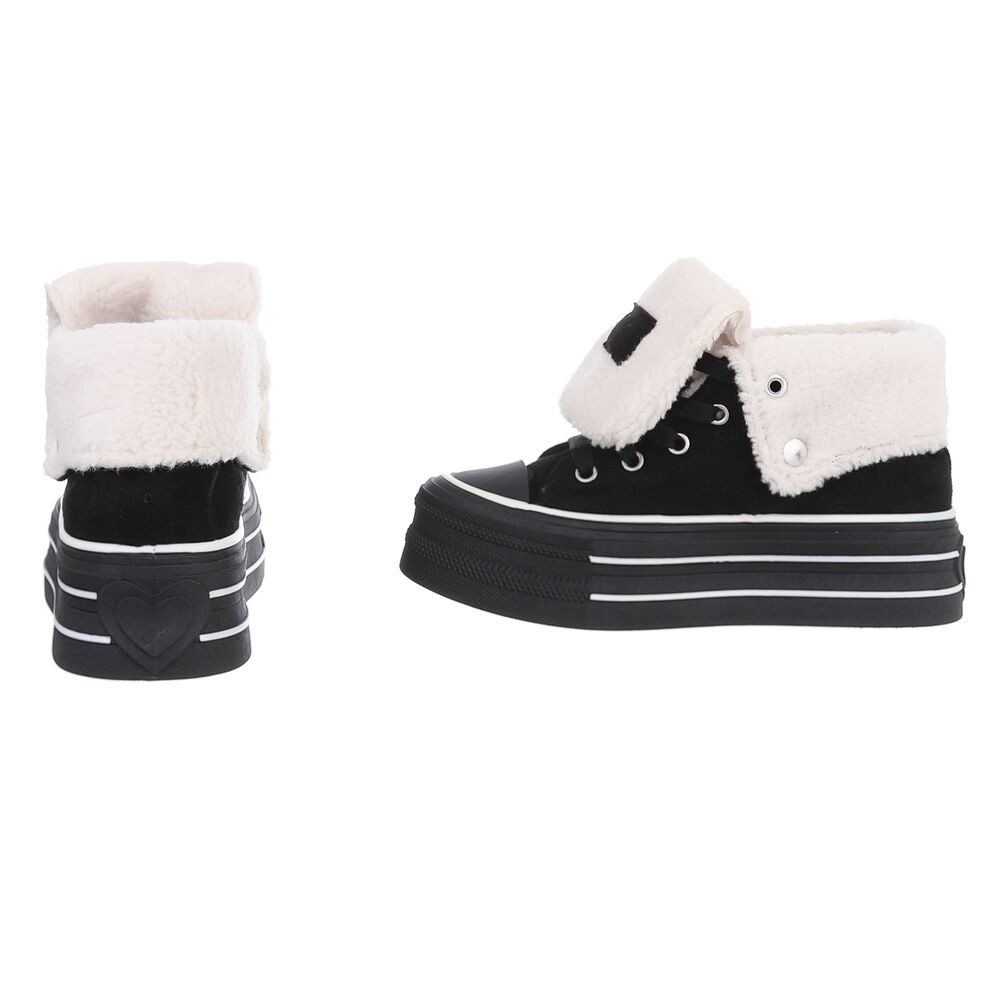 Ital-Design Trendy Freizeitschuh mit gefüttertem Knöchel und Komfort Sneakerboots (90458105) Flach Sneakers High in Schwarz