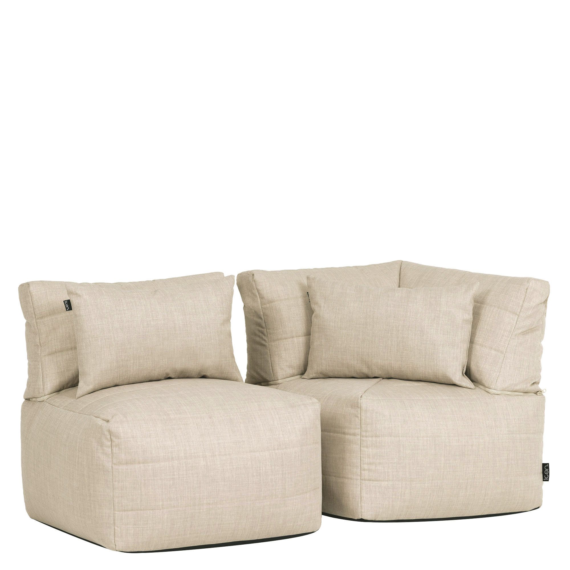 icon Gartenlounge-Set Modulares Outdoorsofa 2 Stück aus Webstoff „Noa“, (Spar-Set, 1 x Ecksofa, 1 x Sessel), Made in Germany, UV-beständig, wetterfest