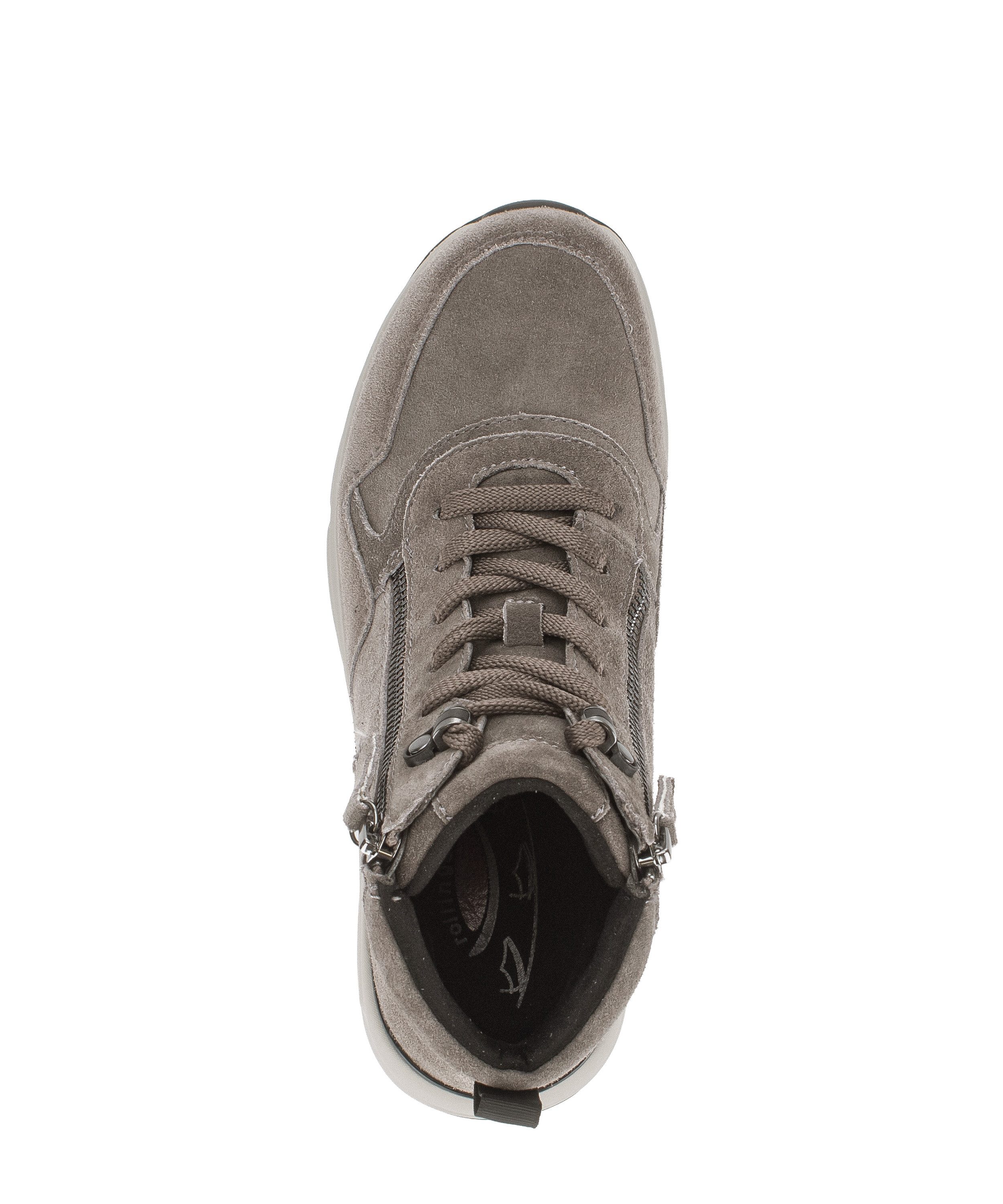 rollingsoft Schnürboots Keilabsatz, High Top-Sneaker mit zwei Reißverschlüssen