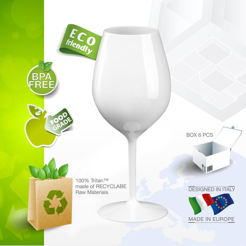 Doimoflair Rotweinglas DoimoFlair Weingläser aus Kunststoff bruchsicher Plastik 51 cl., 6-tlg.