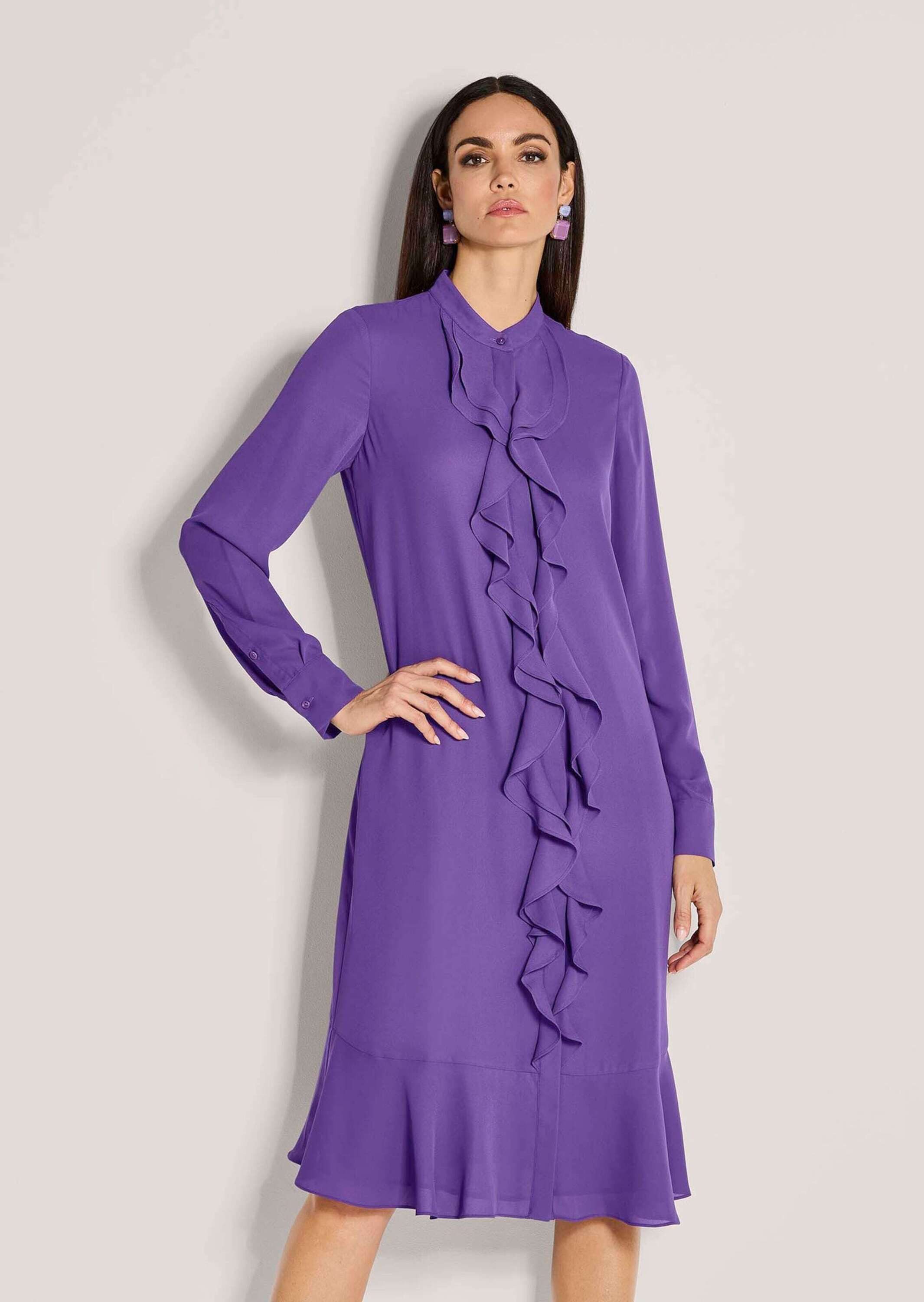 MADELEINE Midikleid Elegantes Volant-Kleid mit Rundhals Romantisches Design günstig online kaufen