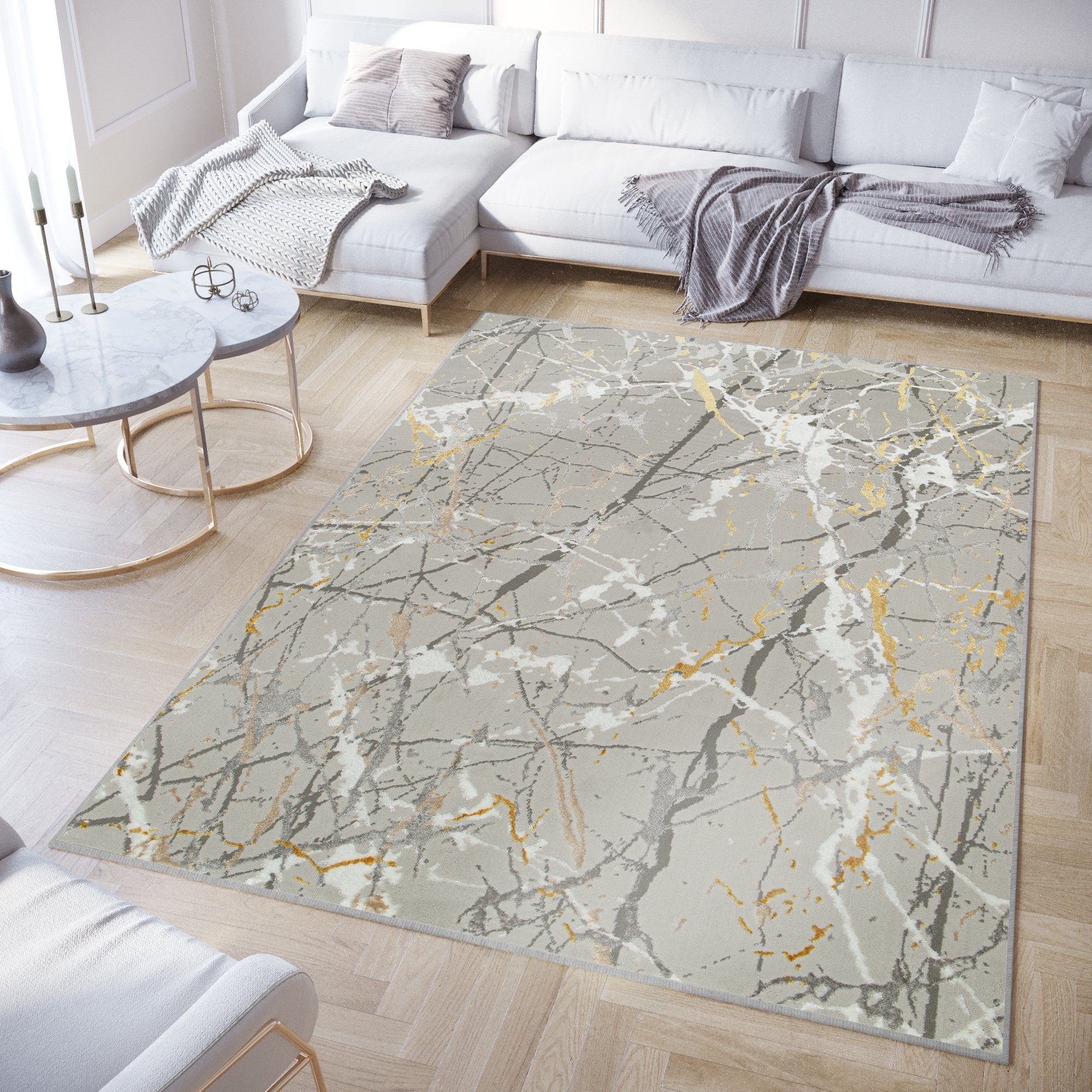 Tapiso Designteppich CRYSTAL, rechteckig, Höhe: 8 mm, Kurzflor mit Schimmereffekt, Wohnzimmer Schlafzimmer Esszimmer