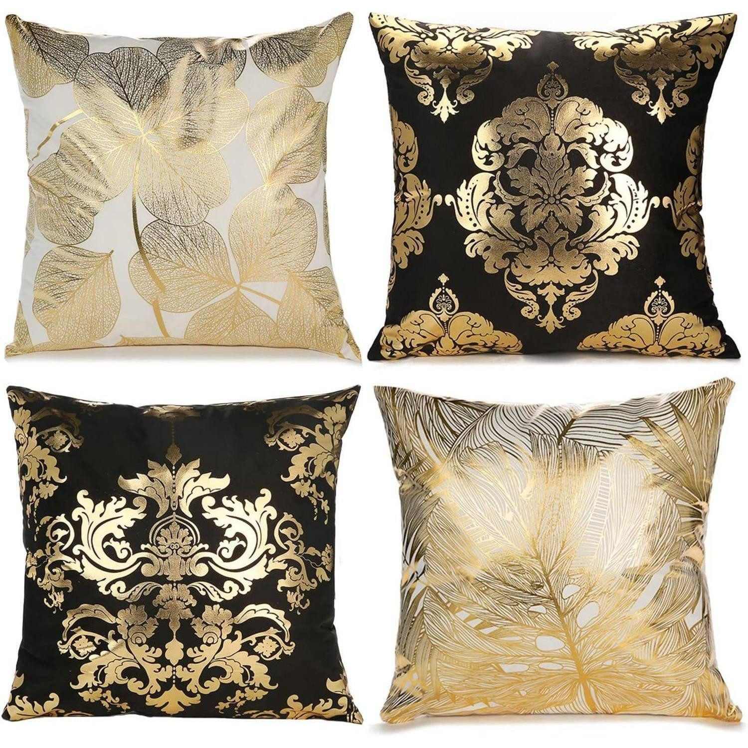 LuxusKollektion Dekokissen 4er Set samt Kissenbezug 45x45cm geometrische Deko quadratisch