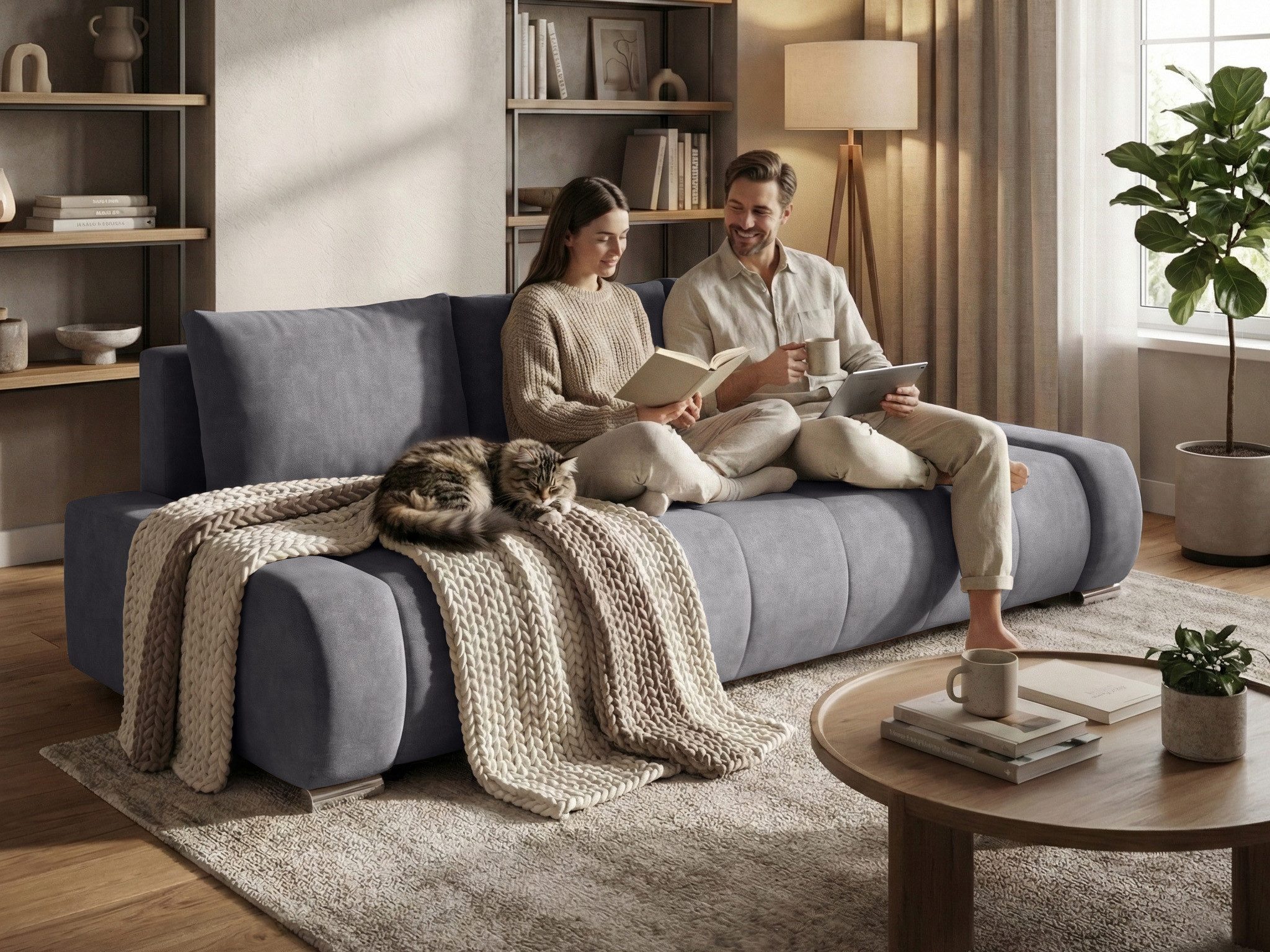 Beautysofa Schlafsofa DRACO 3-Sitzer mit Schlaffunktion und Bettkasten, Modernes Design & Zeitloser Komfort, Liegefläche: 160 x 200 cm