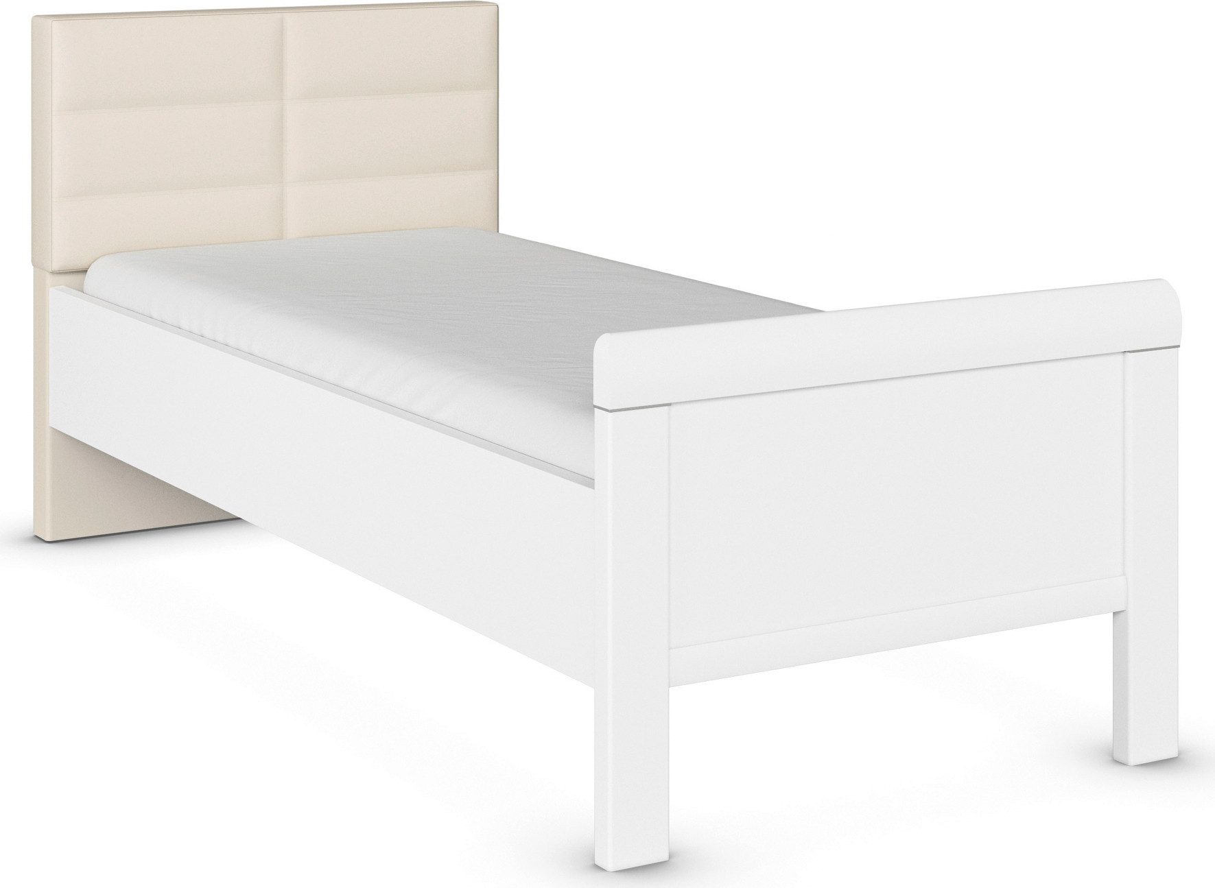 rauch Bett Bett Einzelbett Stollenbett EVELYN, in Komforthöhe mit Polsterkopfteil in elegantem Stil MADE IN GERMANY