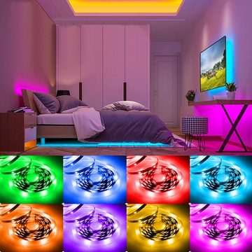 oyajia LED-Streifen 5m RGB 5050 Farbwechsel-LED-Streifen-Kit mit 24 IR-Fernbedienung, LED-Streifen Ultra langes LED-Leuchten