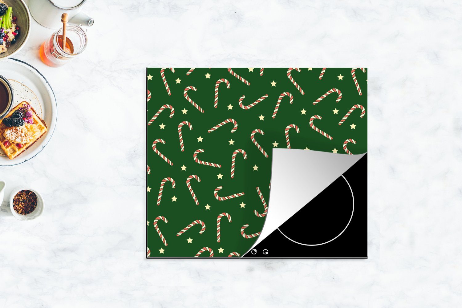MuchoWow Herdblende-/Abdeckplatte - Sterne, (1 cm, - Ceranfeldabdeckung 60x52 Muster Mobile - nutzbar, tlg), Vinyl, Arbeitsfläche Weihnachten Seepocke