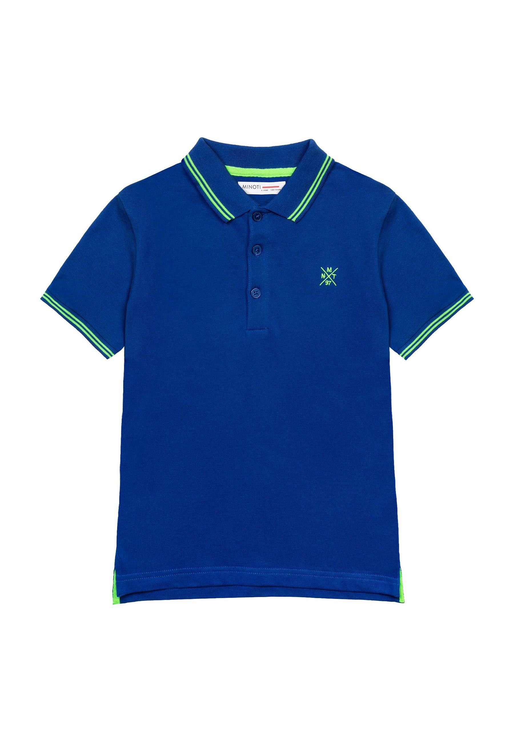 MINOTI Poloshirt Poloshirt mit Kontrastelementen Blau (1y-14y)