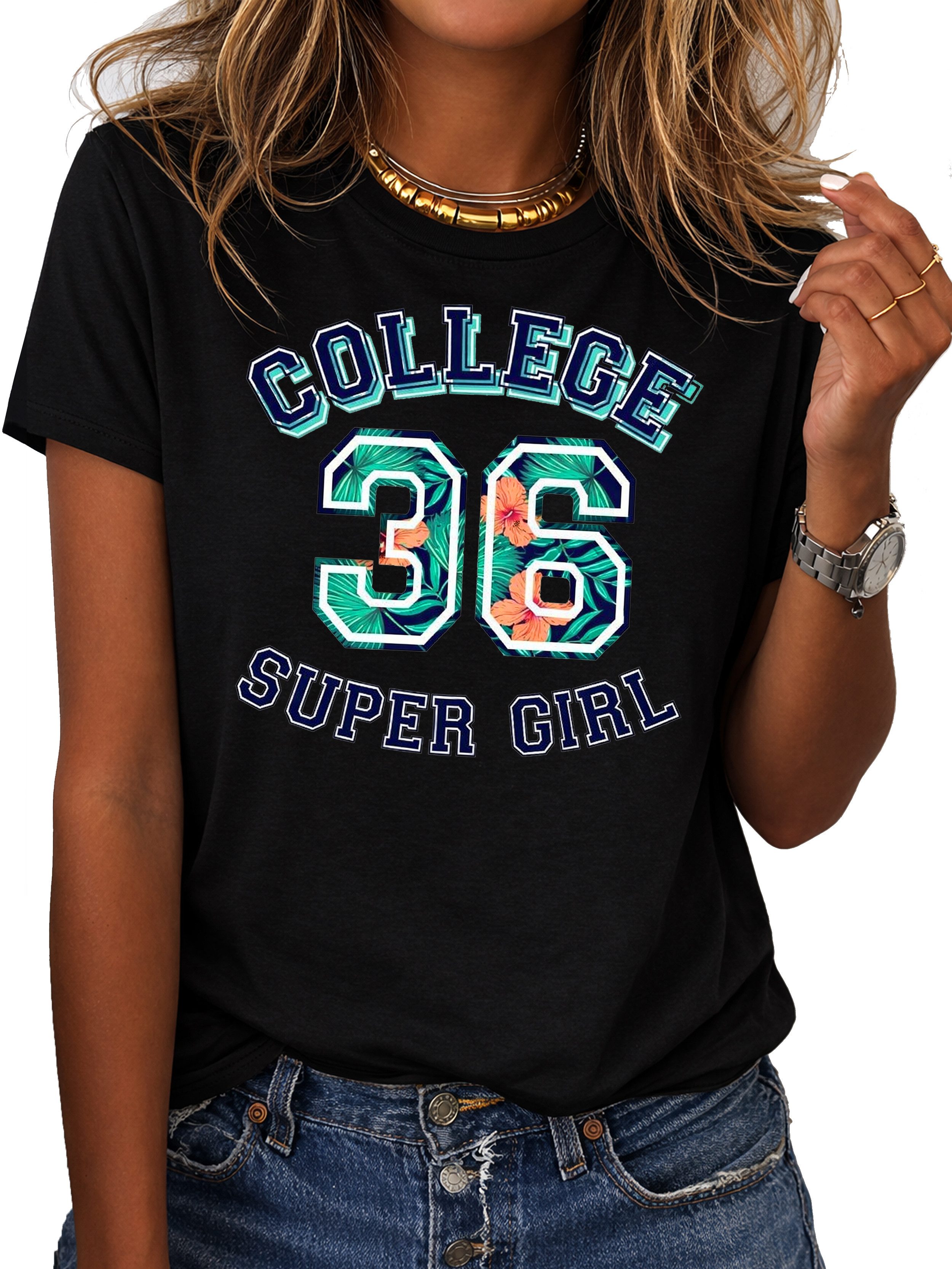 RMK T-Shirt Damen Shirt Rundhals Basic "College 36" aus Baumwolle günstig online kaufen