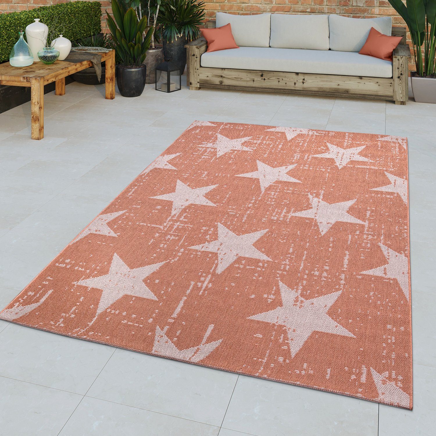 Outdoorteppich Teppich Home, In-& Outdoor orange Küchenteppich, rechteckig, mm 8 Höhe: Für TT Terrasse