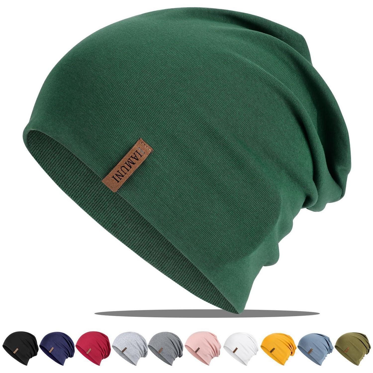LuxusKollektion Beanie Mütze Beanie Slouch Baumwolle Chemo Elastisch Einheitsgröße Dunkelgrün