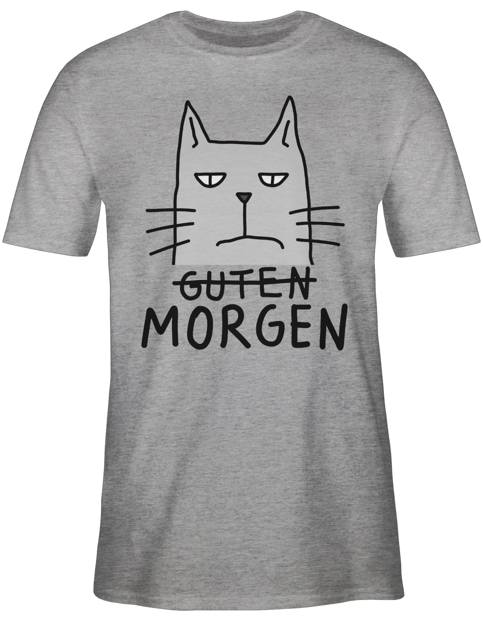 meliert Grau Katzenbesitzer 01 Geschenk T-Shirt Shirtracer Katze Guten Morgen
