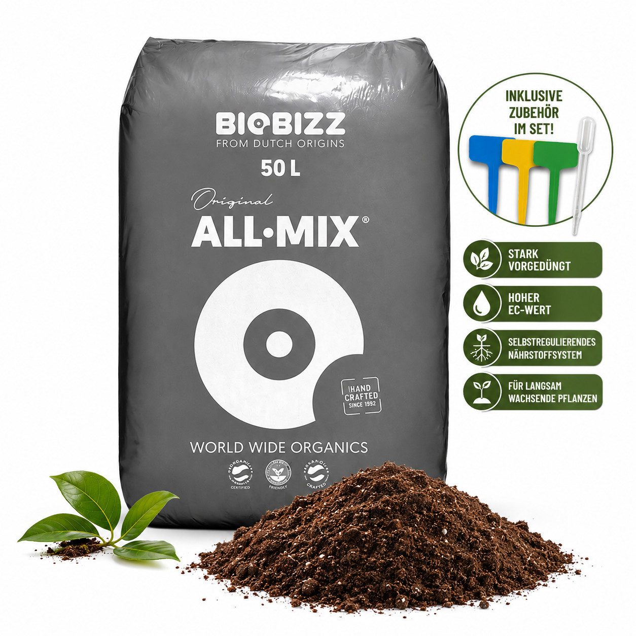 Biobizz Anzucht- und Kräutererde BioBizz All-Mix, vorgedüngt, organisch,50 Liter,hoher EC-Wert