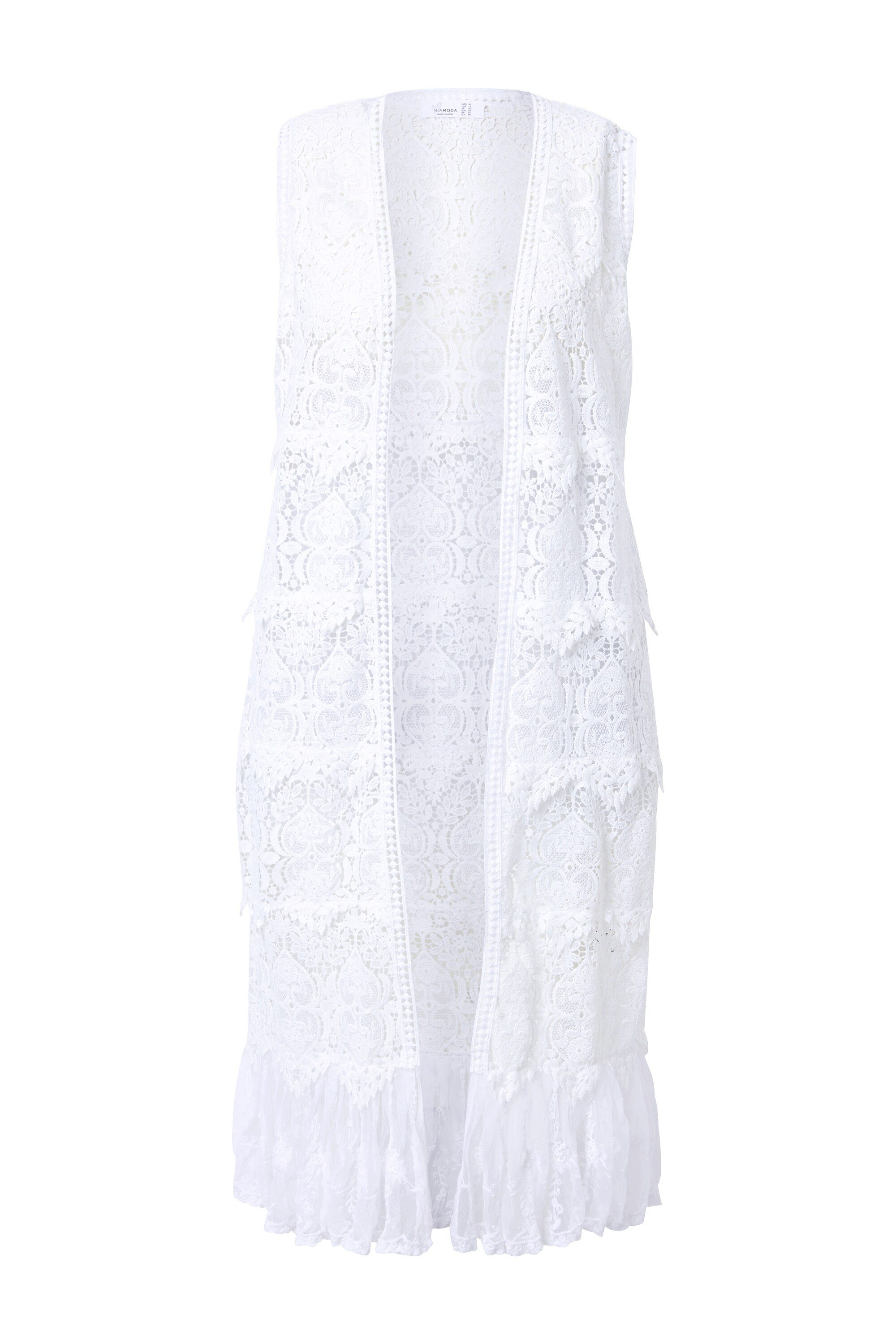 MIAMODA Sommerjacke Weste längere Form Spitze mit Stickerei günstig online kaufen