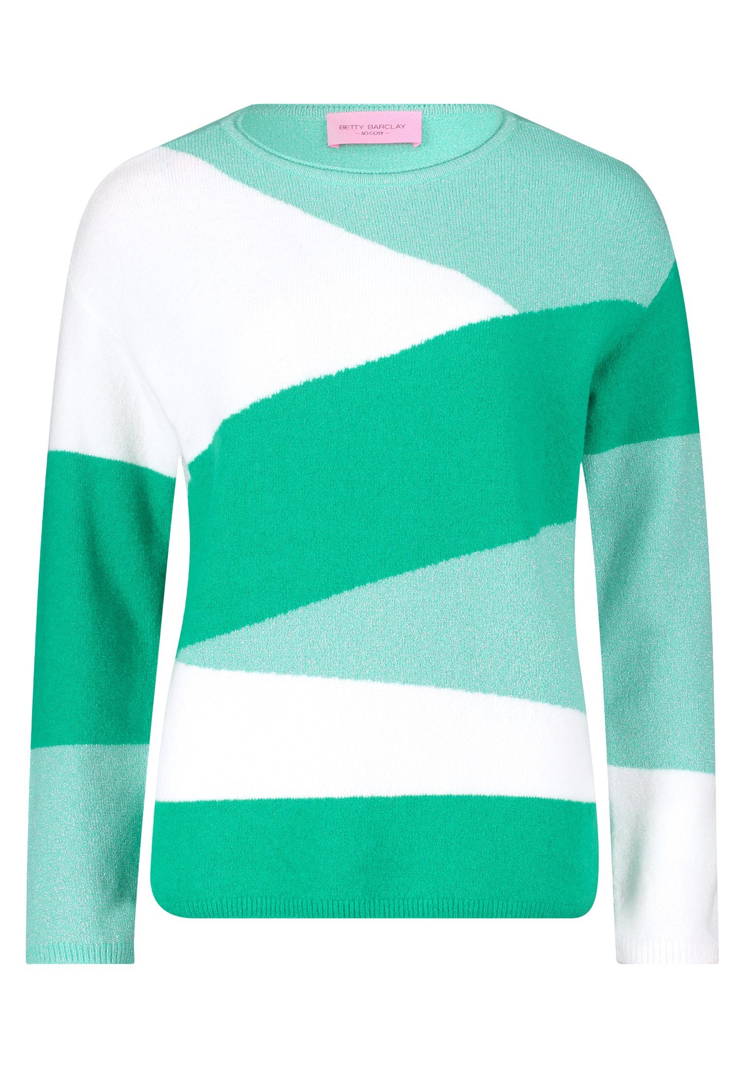 Betty Intarsie Strickpullover Color Blocking Patch mit (1-tlg) Green/Petrol Barclay