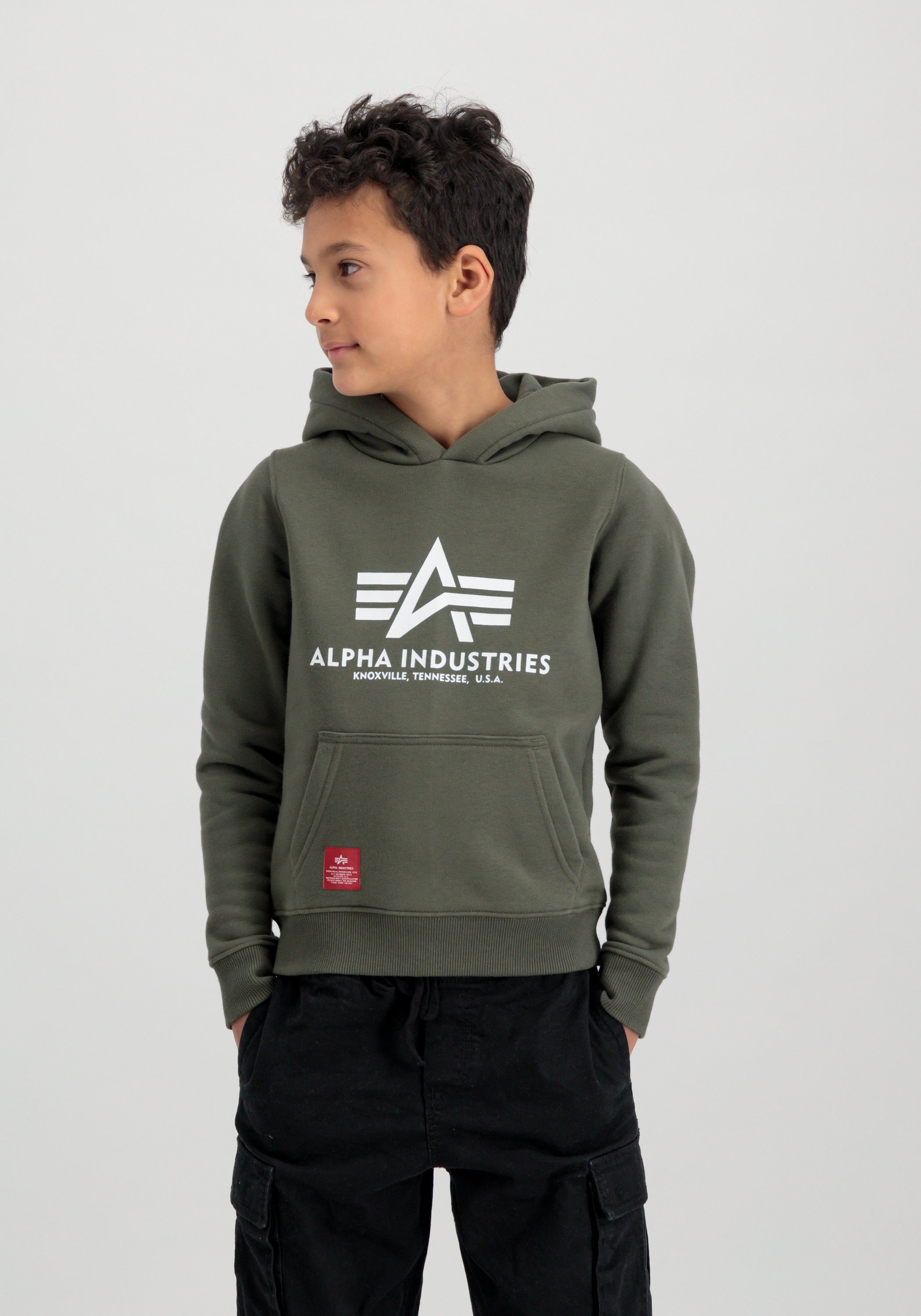 Alpha Kids dark Industries - Kids/Teens Industries Basic Alpha Hoodies Hoody Kapuzenshirt olive